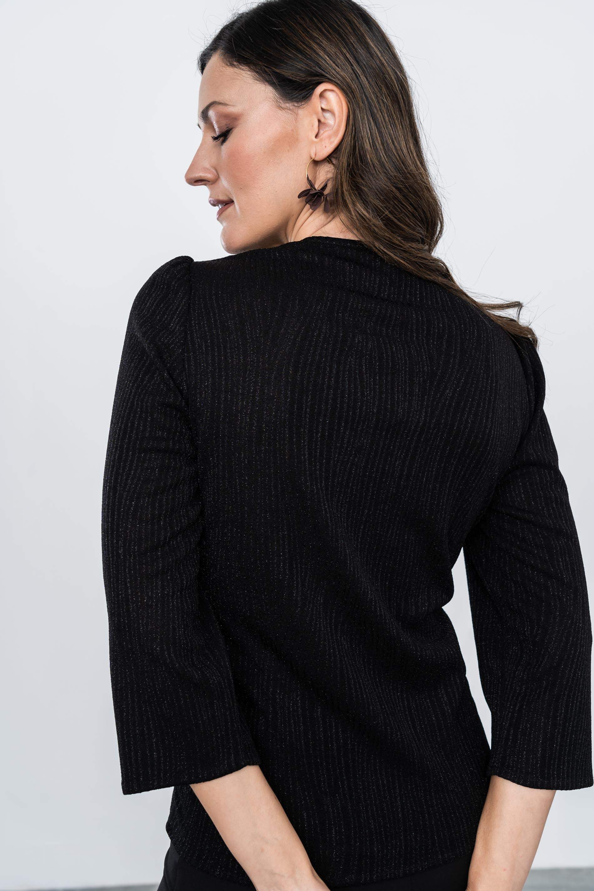 TOP RECOGIDO LUREX NEGRO