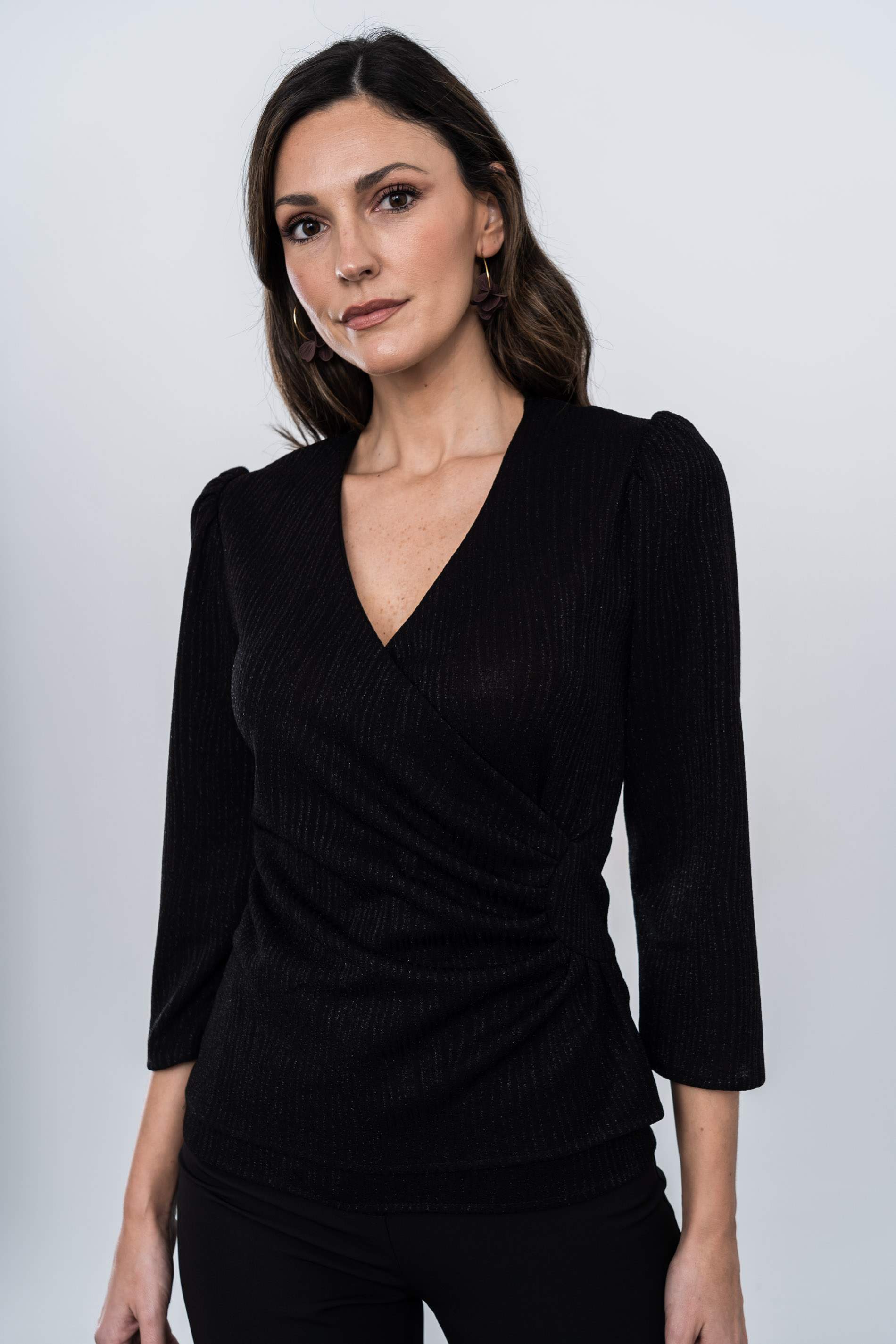 TOP RECOGIDO LUREX NEGRO