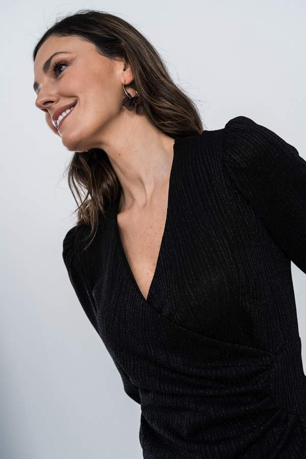 TOP RECOGIDO LUREX NEGRO