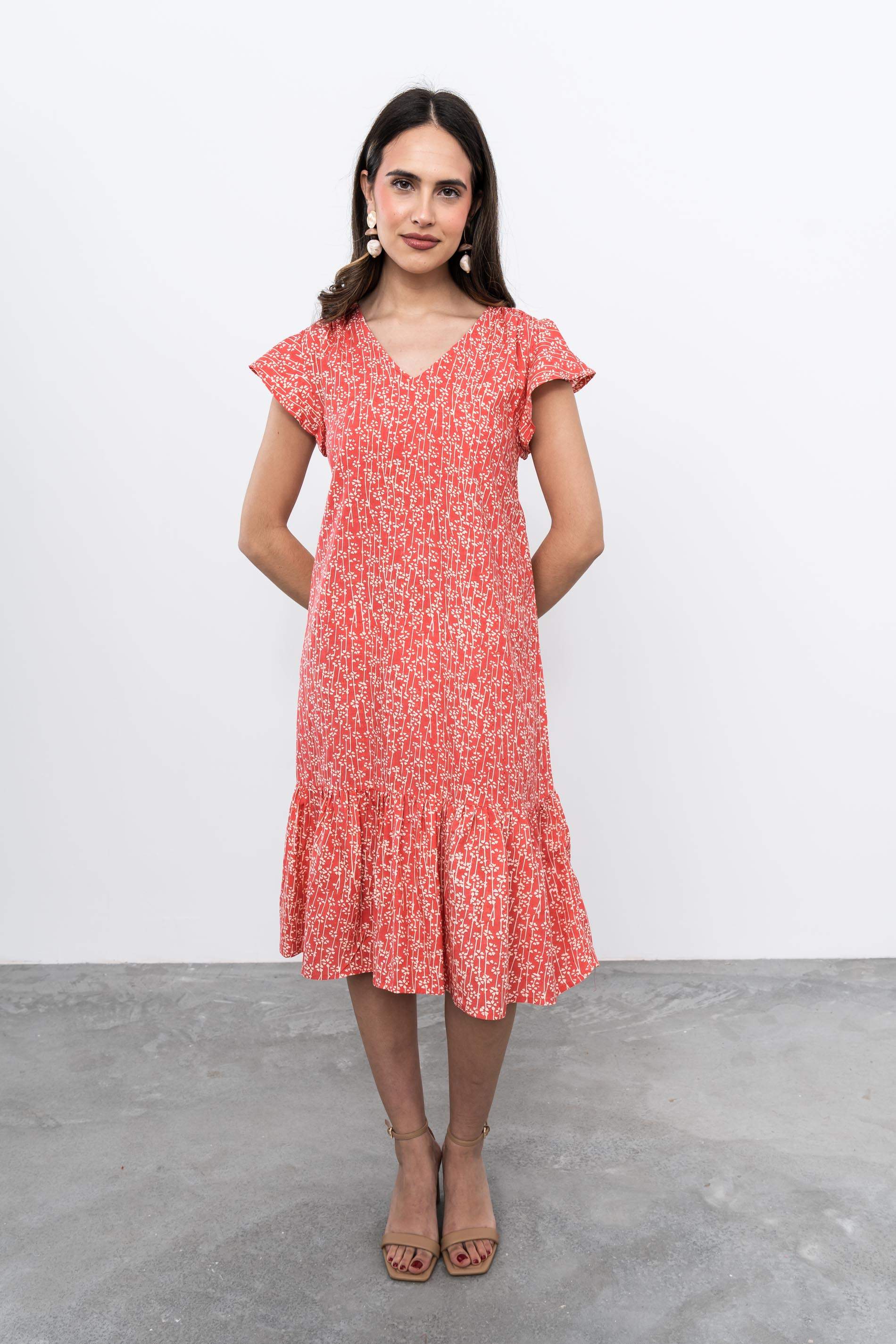 VESTIDO VOLANTE CUELLO PICO