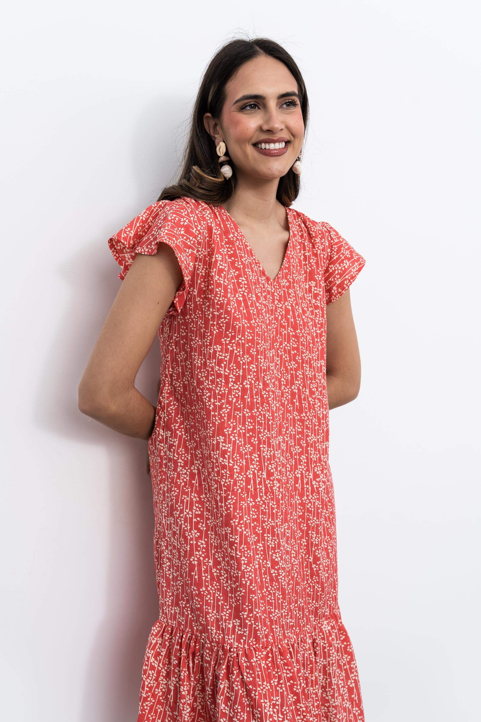 VESTIDO VOLANTE CUELLO PICO