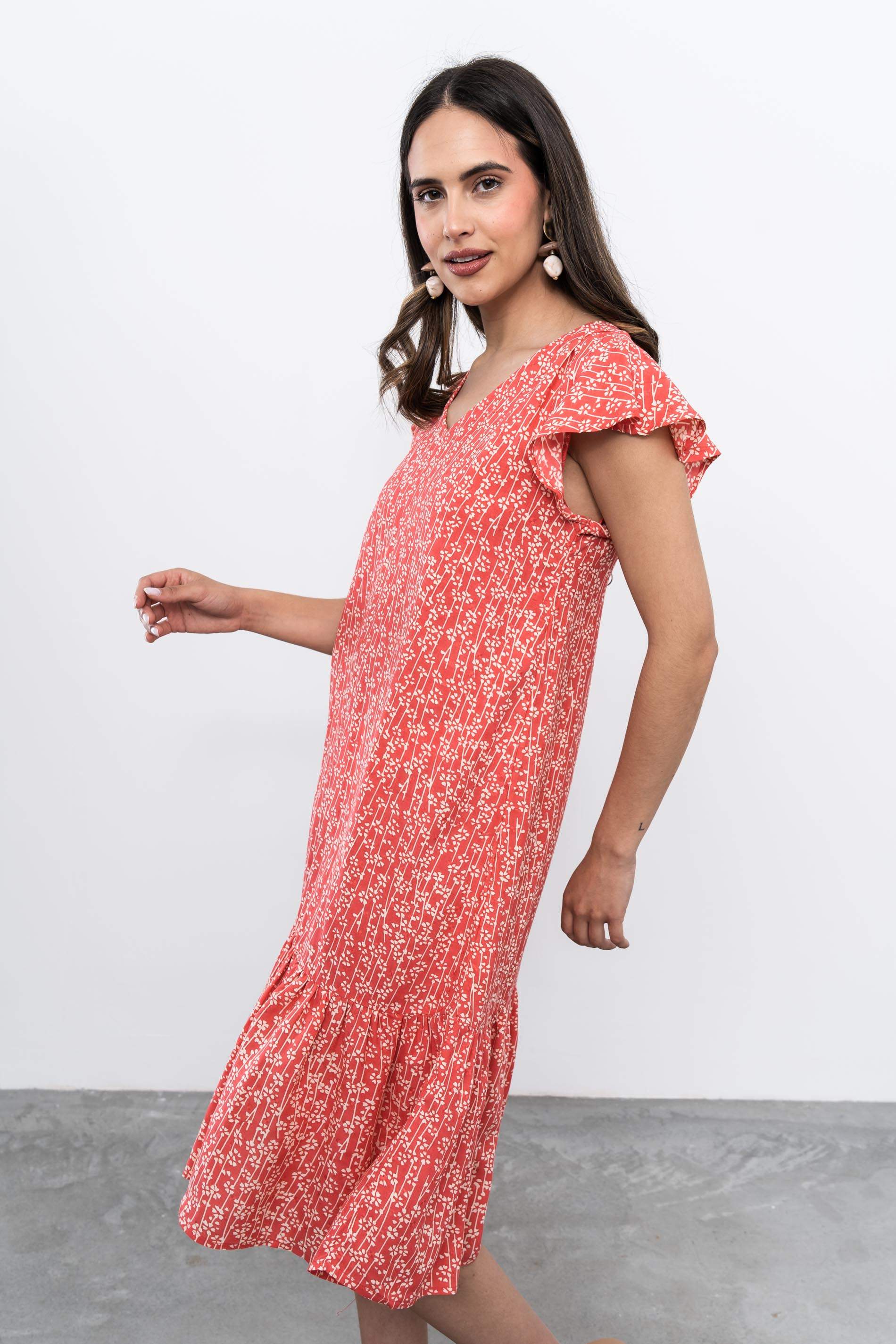 VESTIDO VOLANTE CUELLO PICO