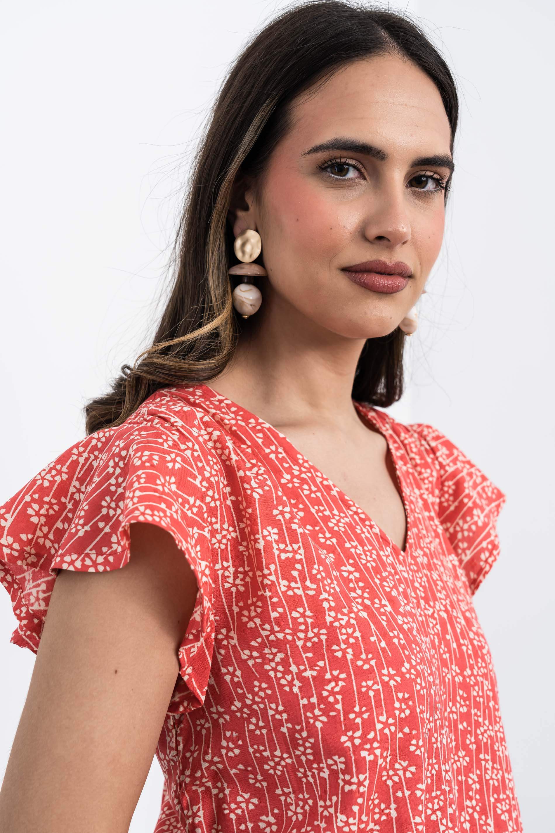 VESTIDO VOLANTE CUELLO PICO