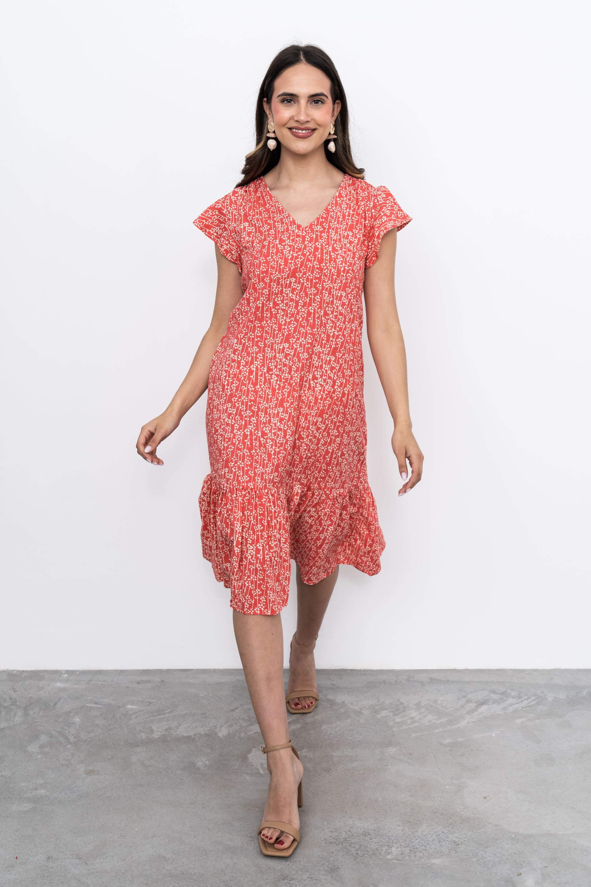 VESTIDO VOLANTE CUELLO PICO