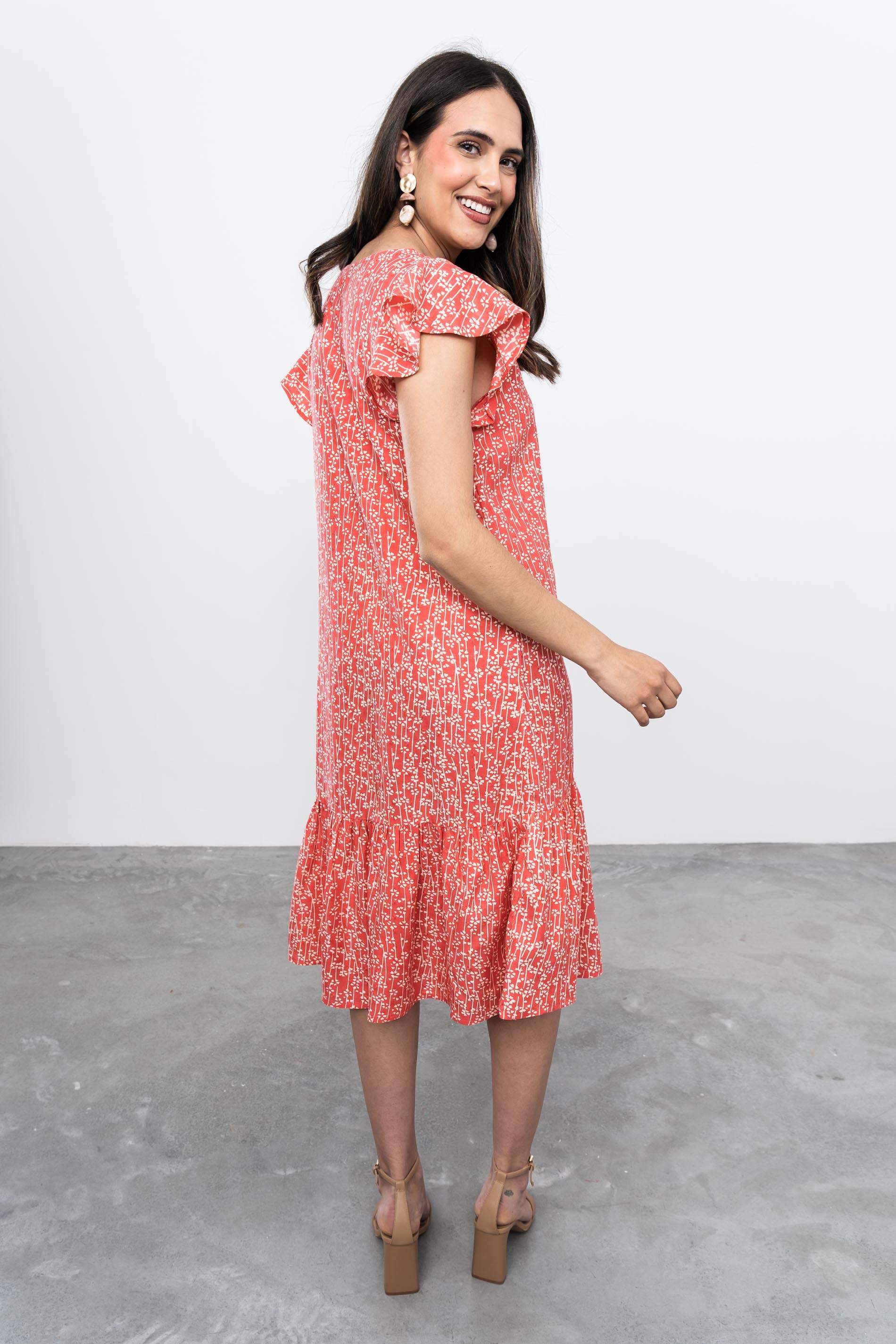 VESTIDO VOLANTE CUELLO PICO