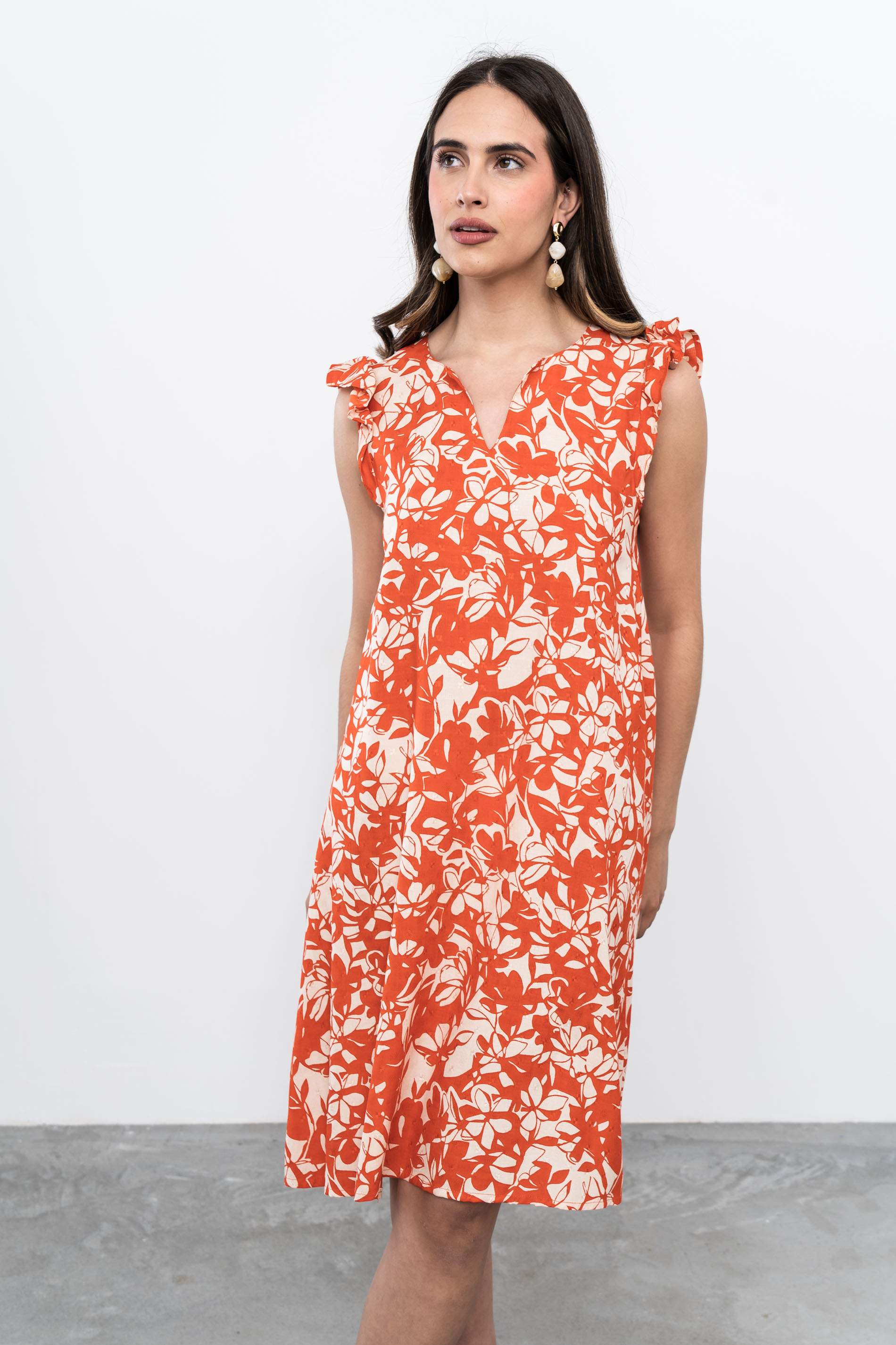 VESTIDO SISAS VOLANTE HOJAS