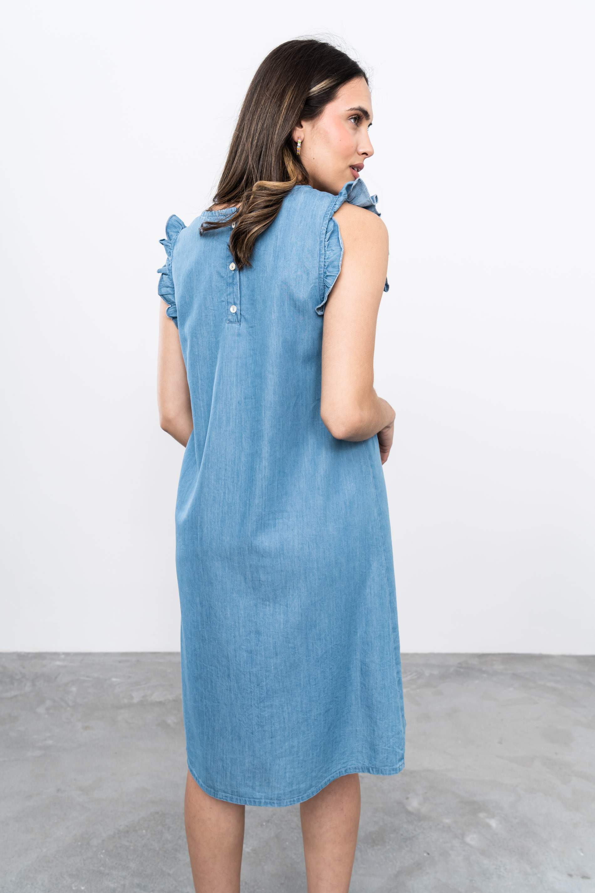 VESTIDO DENIM BORDADO VOLANTITOS