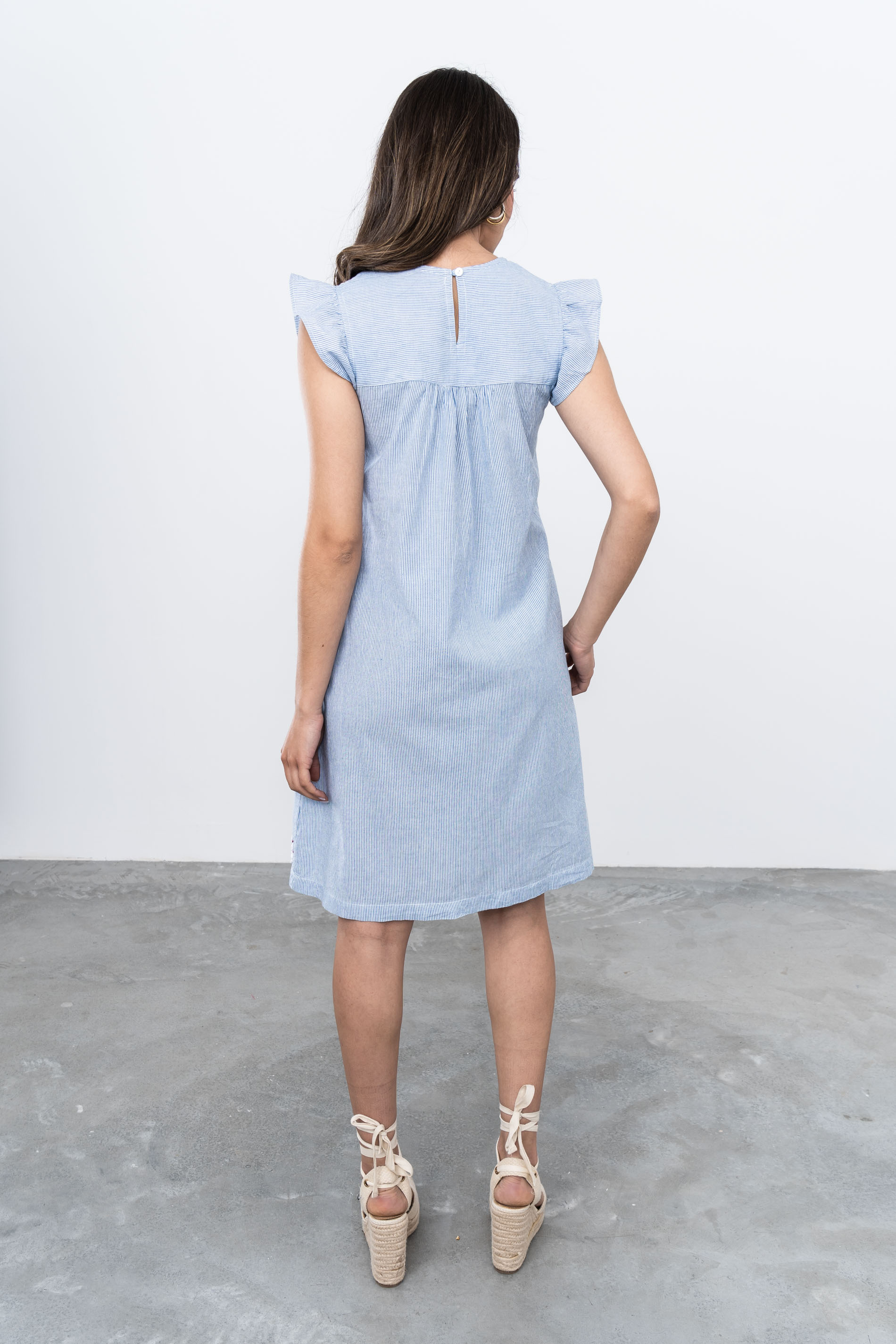 VESTIDO RAYAS BORDADO COMBINADO