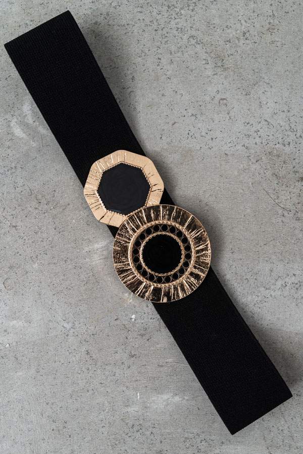 CINTURÓN ELÁSTICO HEBILLAS COMBINADAS NEGRO