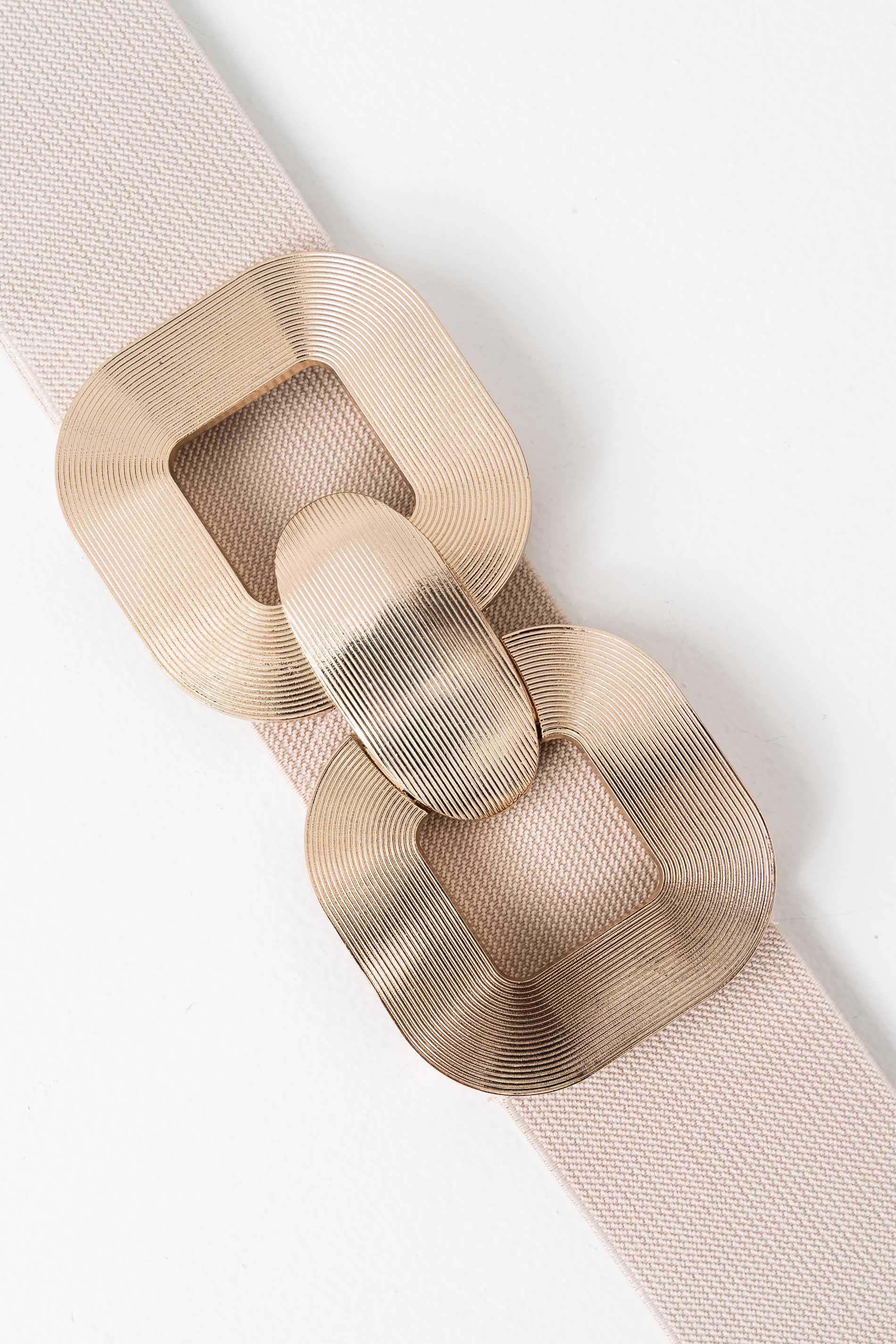 CINTURÓN ELÁSTICO DOBLE HEBILLA PIEDRA