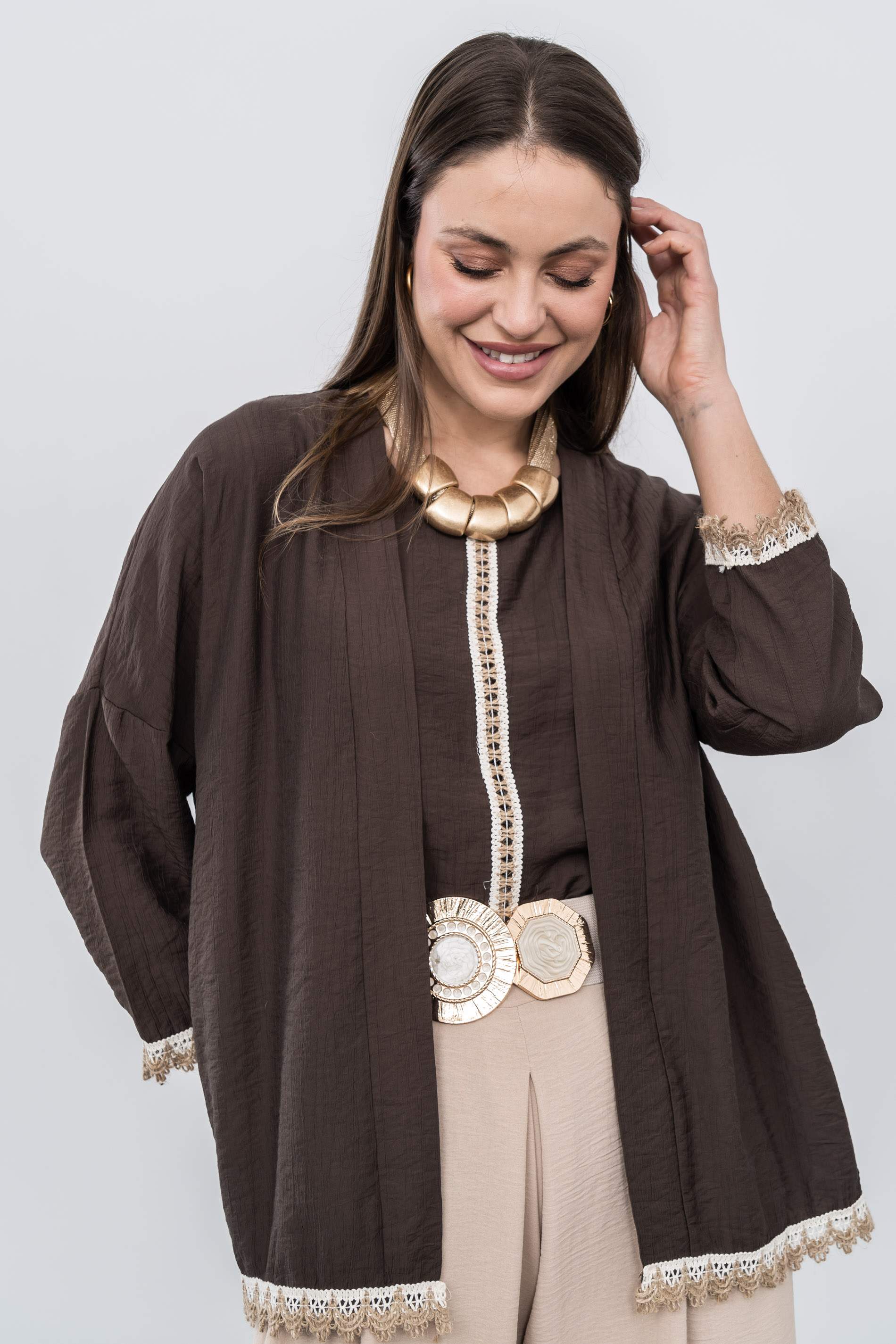 KIMONO DETALLE CUERDA CHOCOLATE