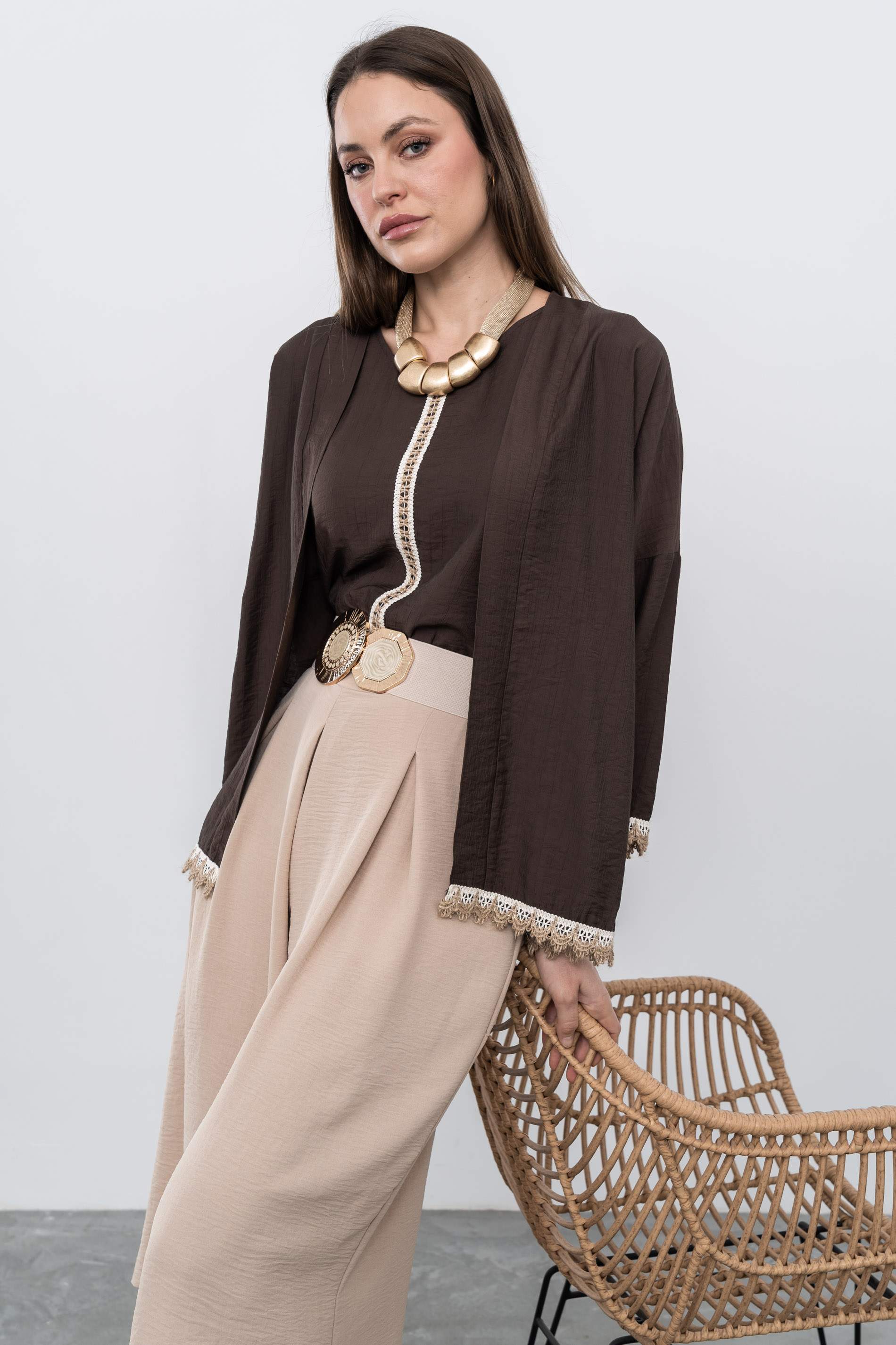 KIMONO DETALLE CUERDA CHOCOLATE