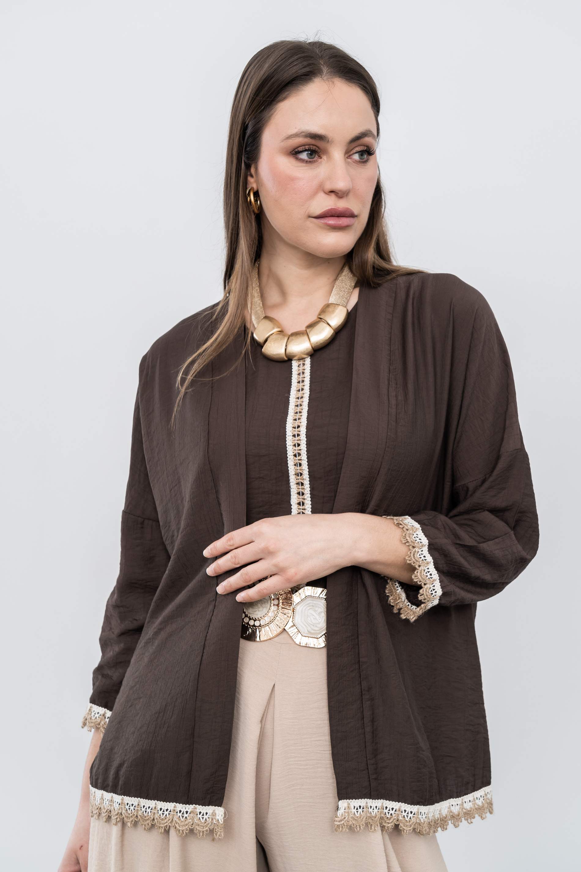 KIMONO DETALLE CUERDA CHOCOLATE