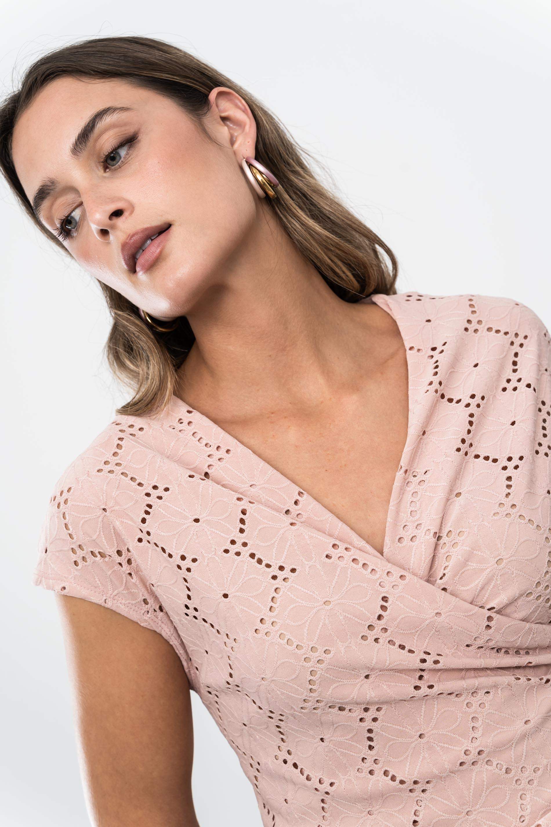 TOP RECOGIDO CALADOS NUDE