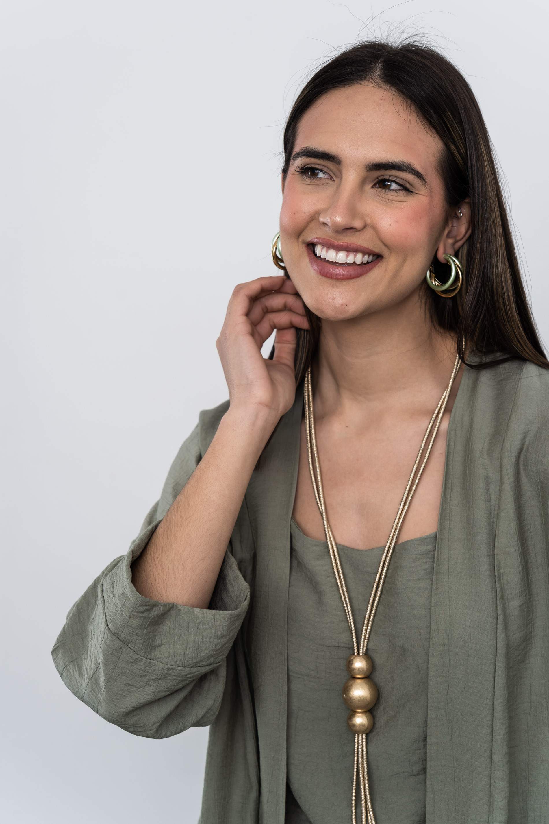 KIMONO LARGO ABERTURAS KAKI