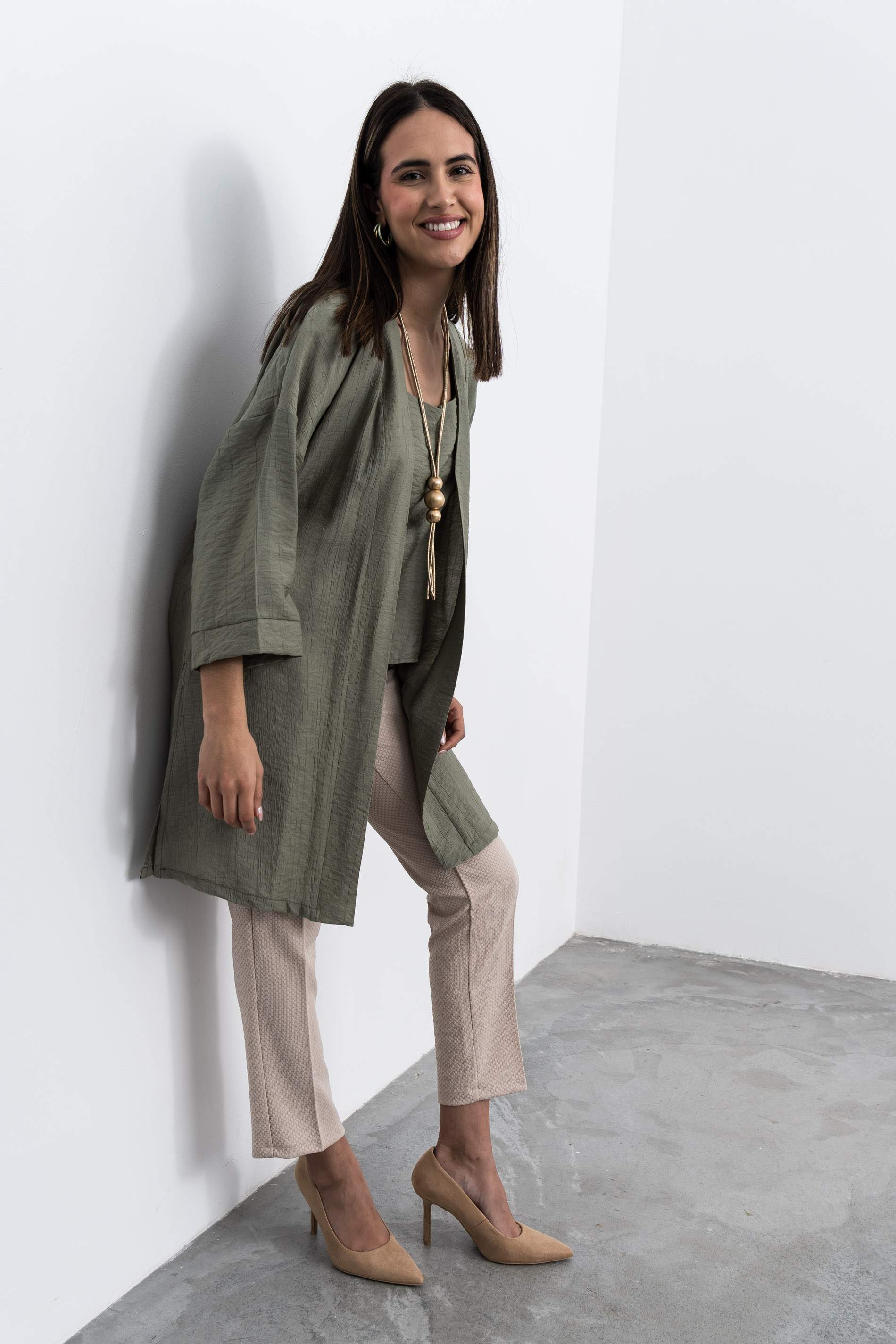 KIMONO LARGO ABERTURAS KAKI