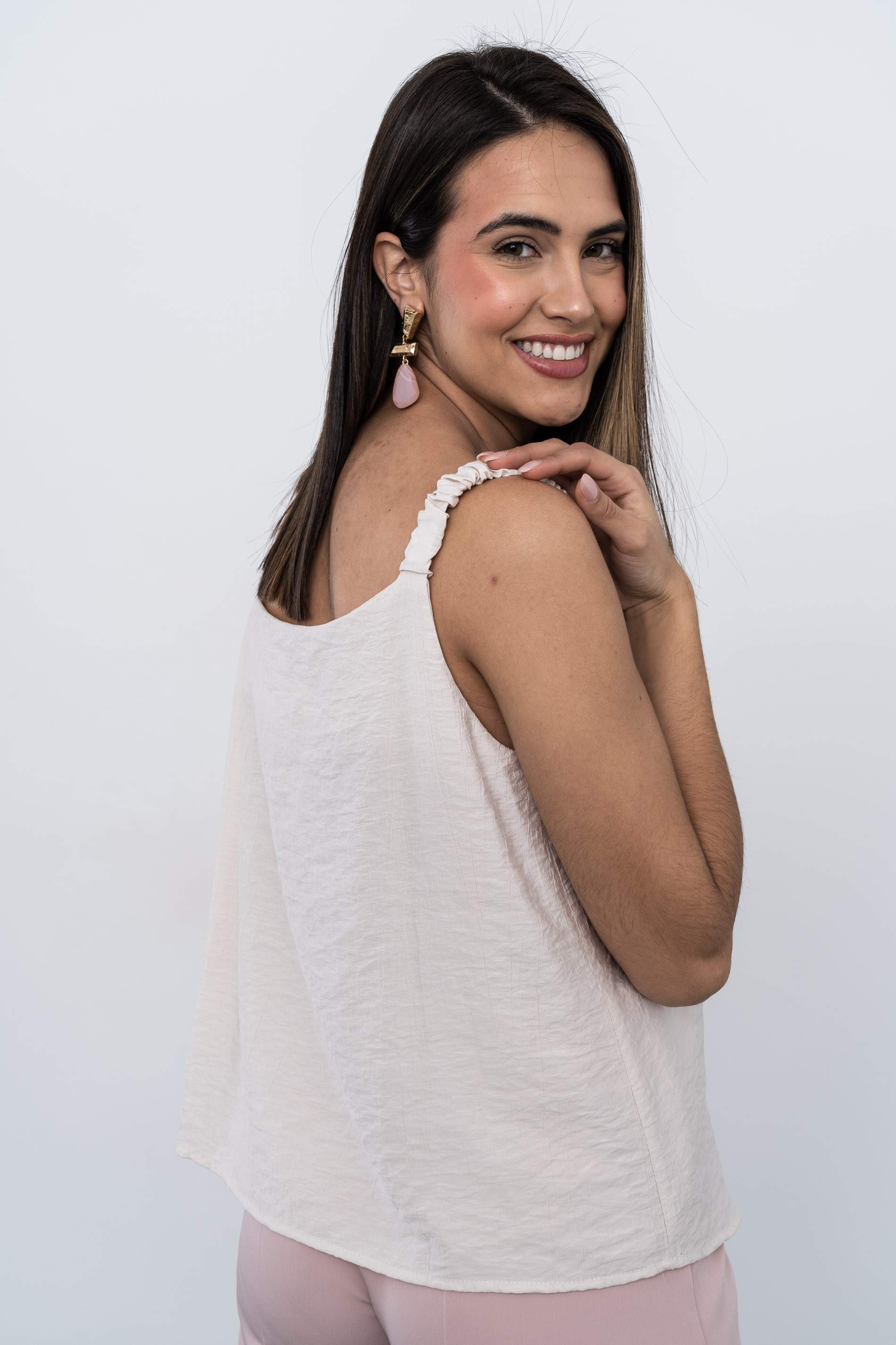 TOP TIRANTE FRUNCIDO BEIGE