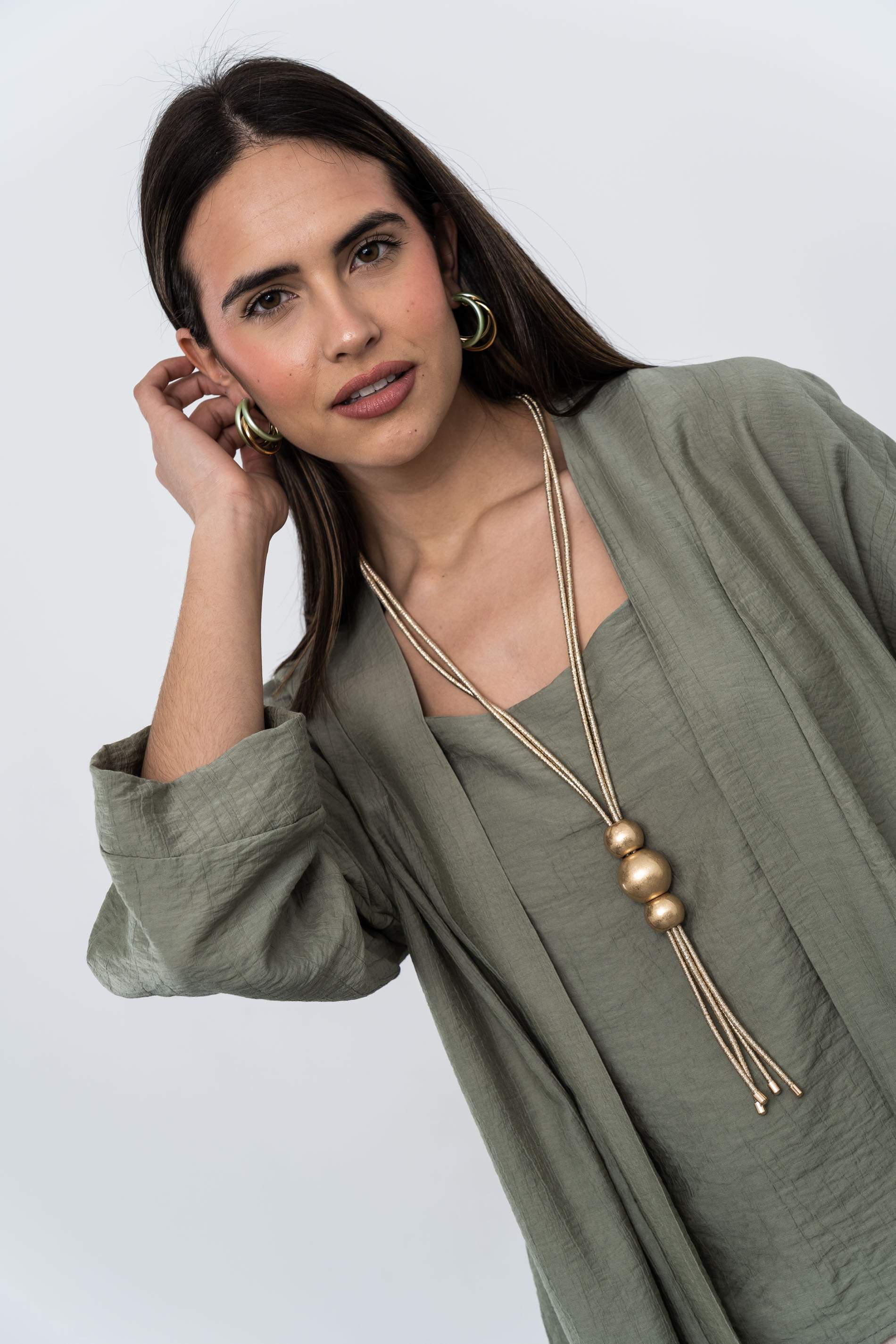 TOP TIRANTE FRUNCIDO KAKI