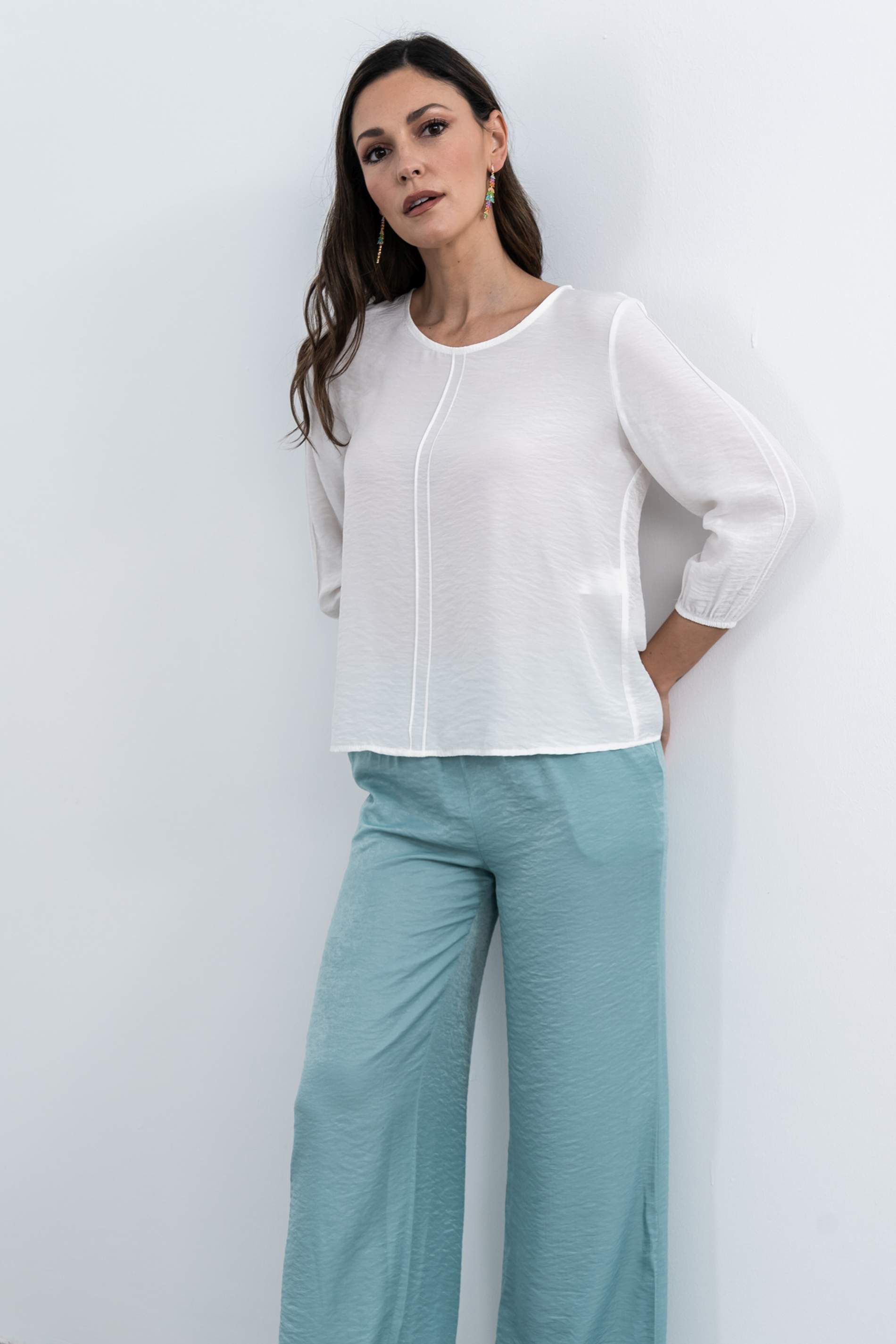 BLUSA NERVIO DECORATIVO CRUDO