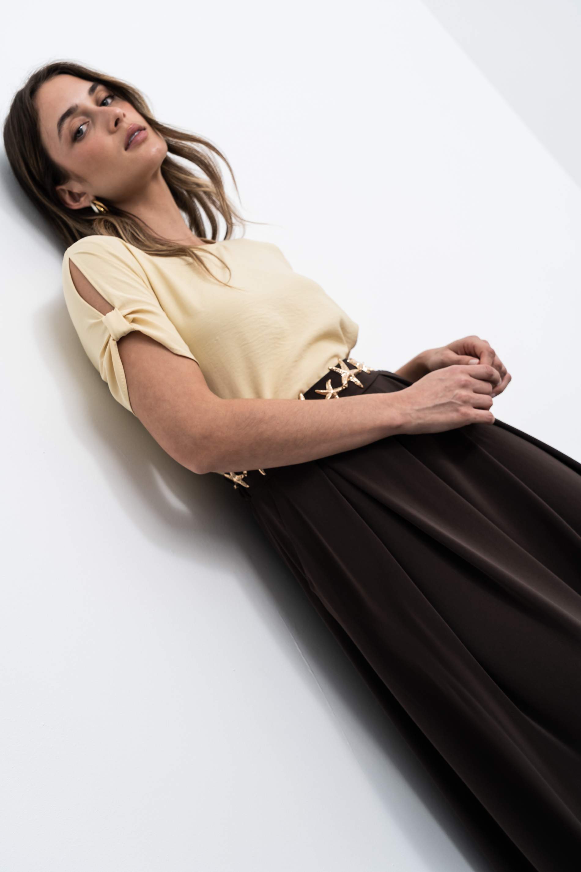 BLUSA MANGA CORTA RECOGIDA VAINILLA