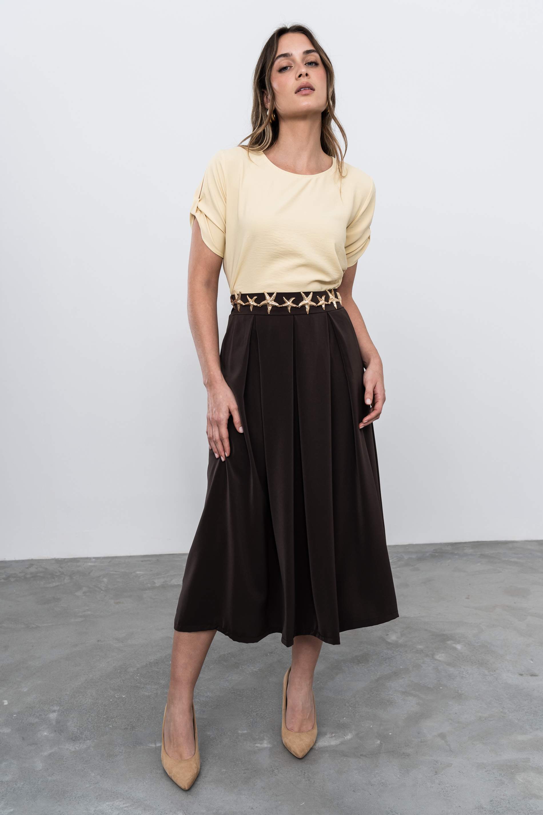 BLUSA MANGA CORTA RECOGIDA VAINILLA