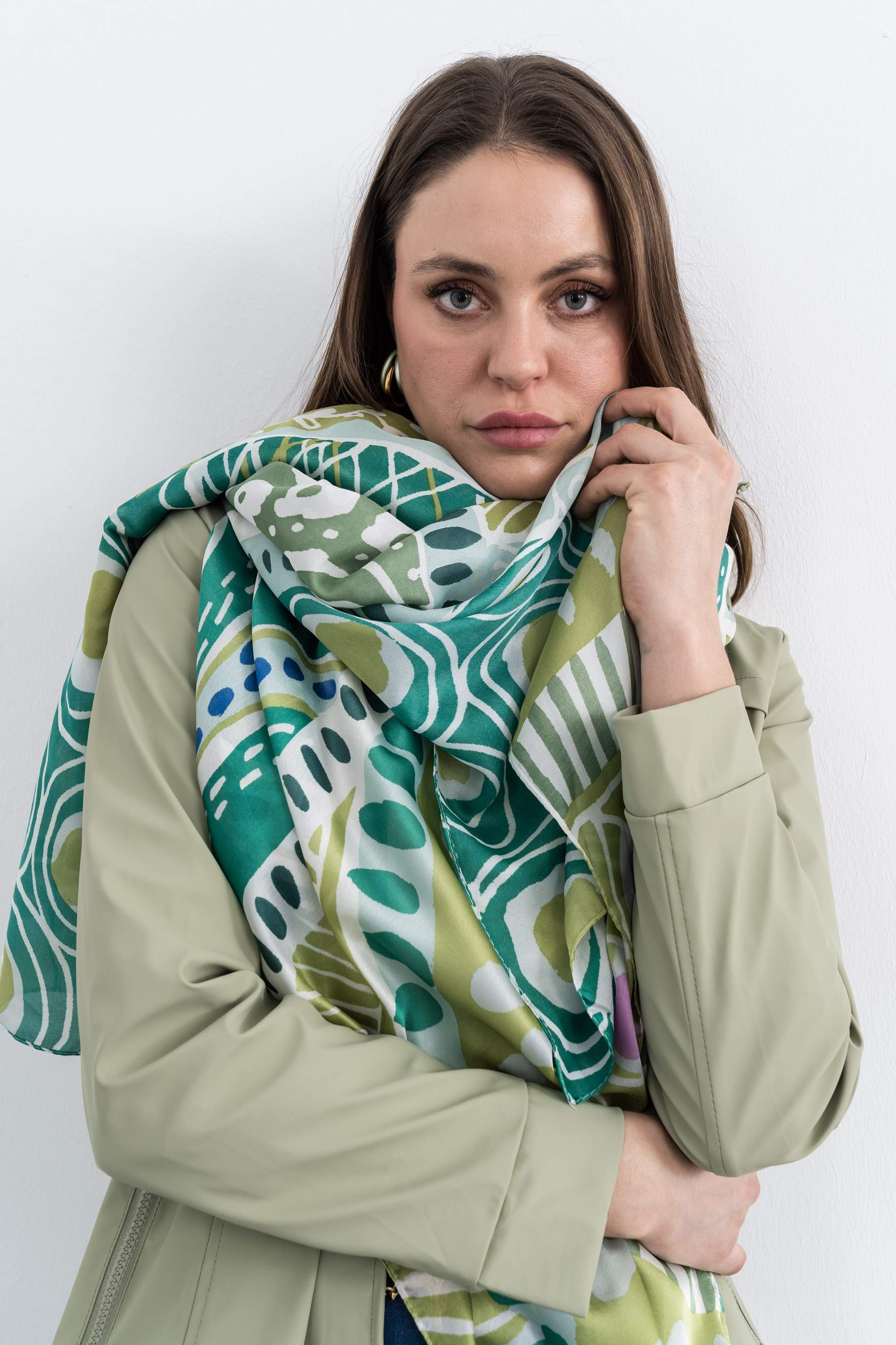 FOULARD EFECTO SEDA MOSAICO VERDE