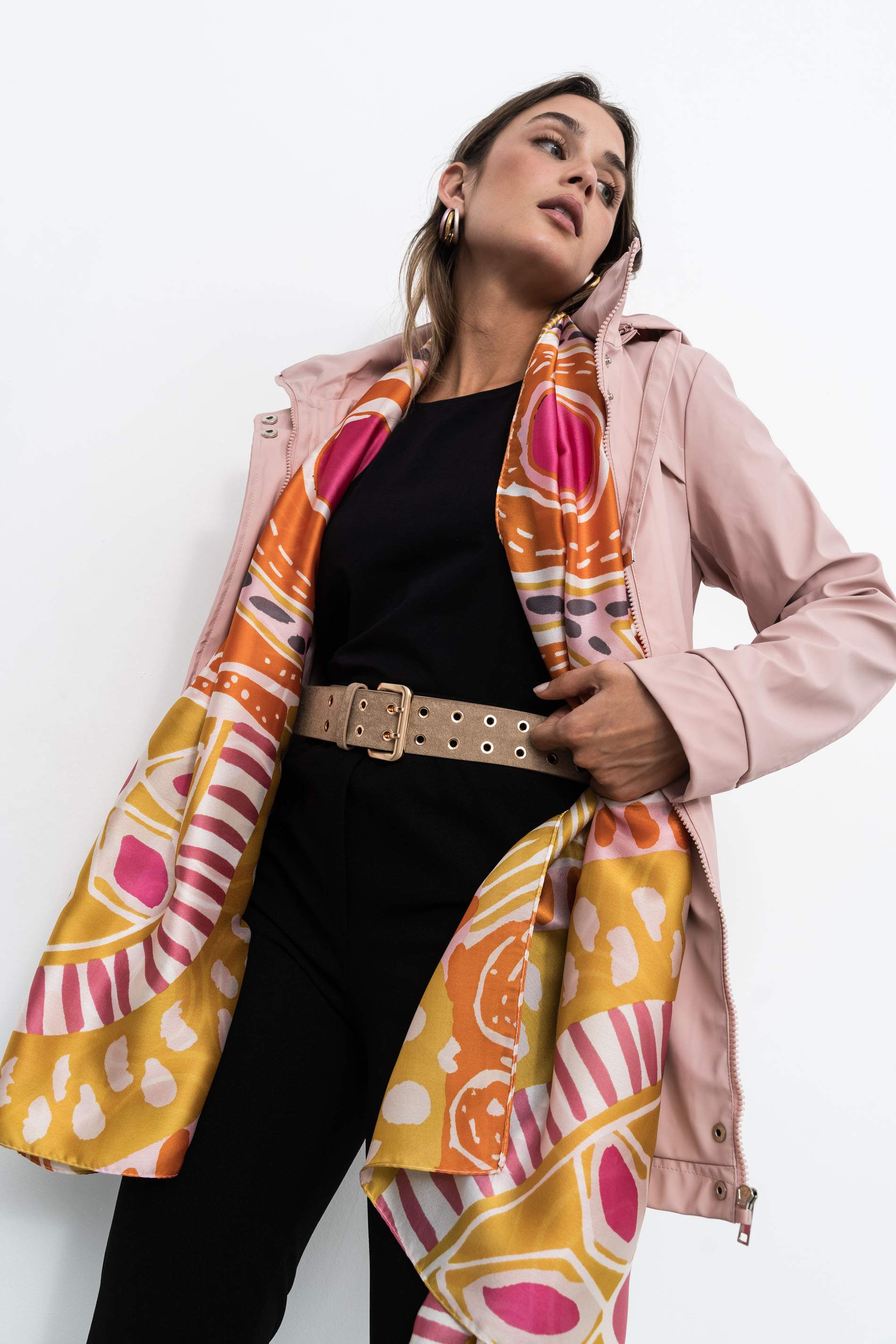 FOULARD EFECTO SEDA MOSAICO MANDARINA