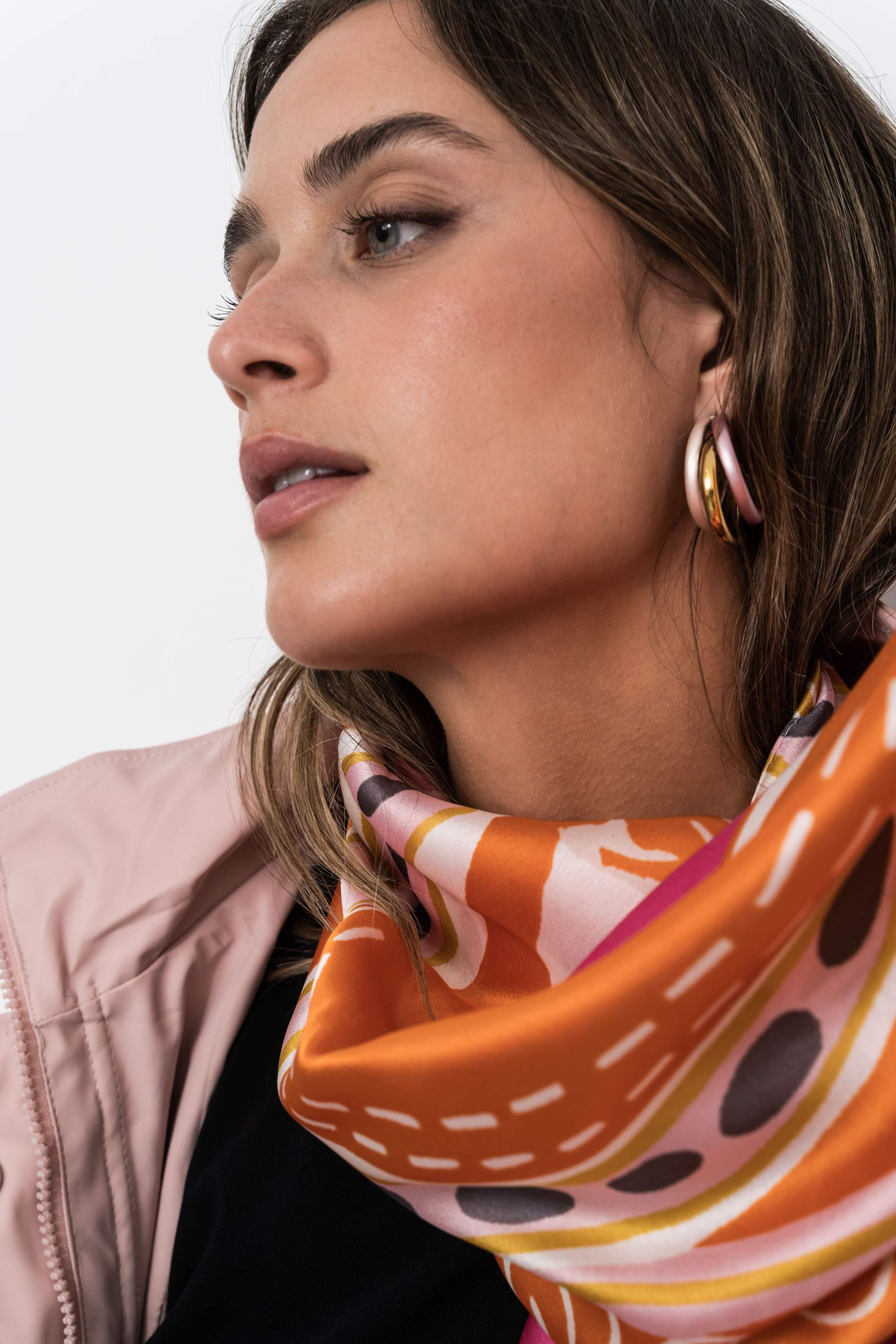 FOULARD EFECTO SEDA MOSAICO MANDARINA