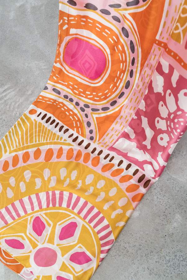 FOULARD EFECTO SEDA MOSAICO MANDARINA