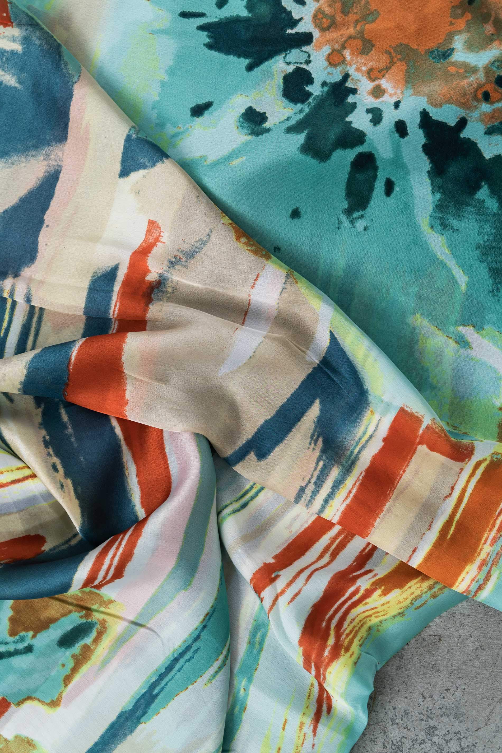 FOULARD EFECTO SEDA PINCELADAS VERDE