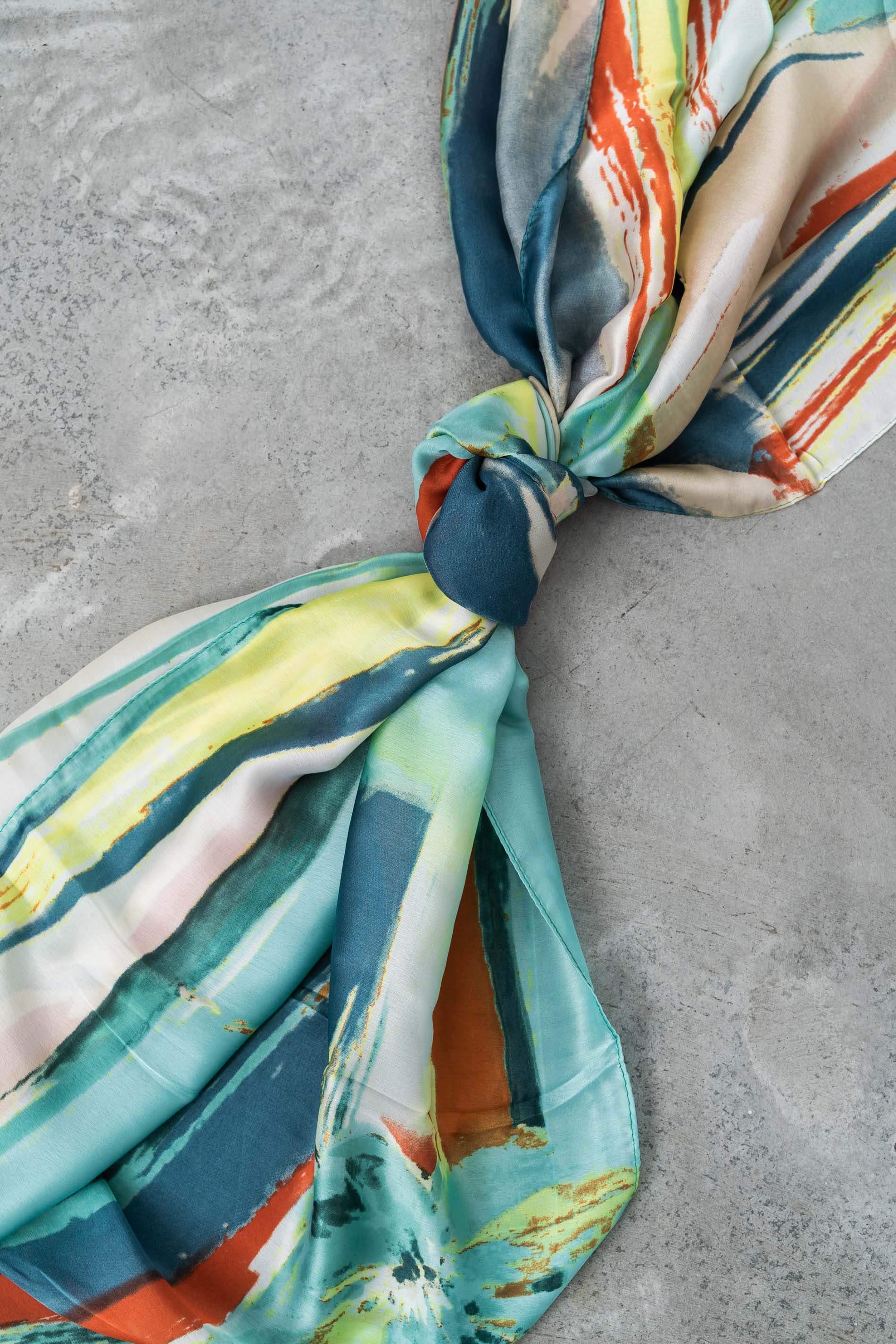 FOULARD EFECTO SEDA PINCELADAS VERDE