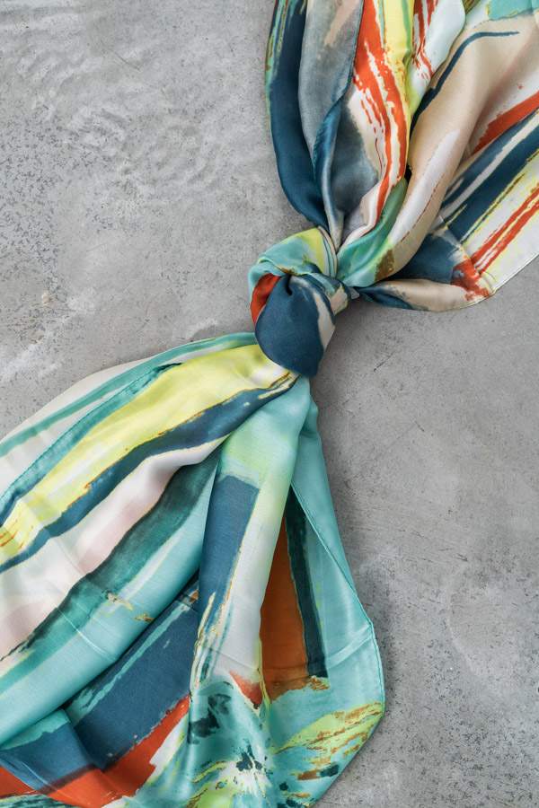 FOULARD EFECTO SEDA PINCELADAS VERDE