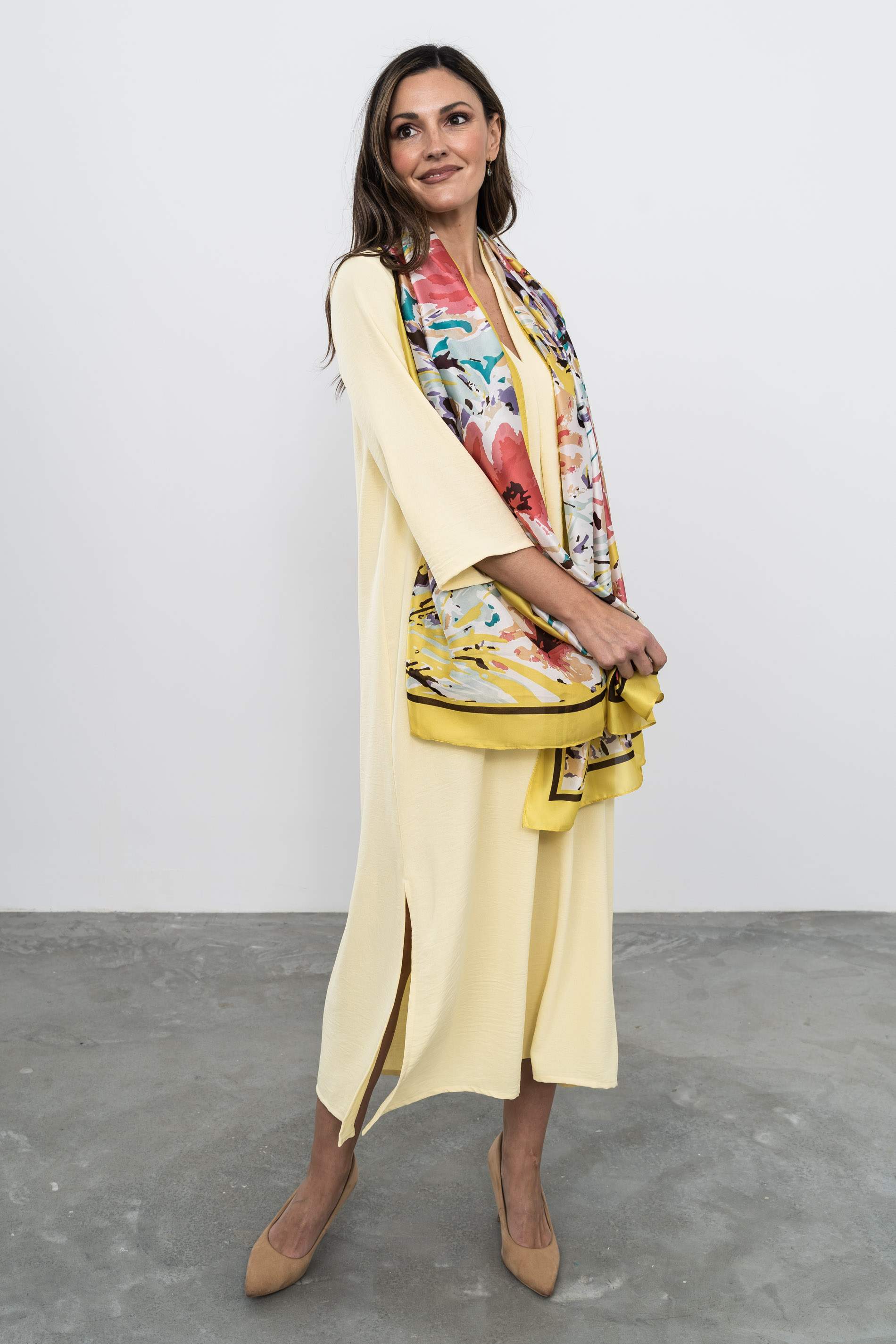 FOULARD EFECTO SEDA TRAZOS AMARILLO