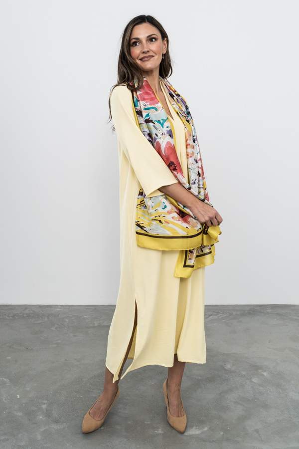 FOULARD EFECTO SEDA TRAZOS AMARILLO