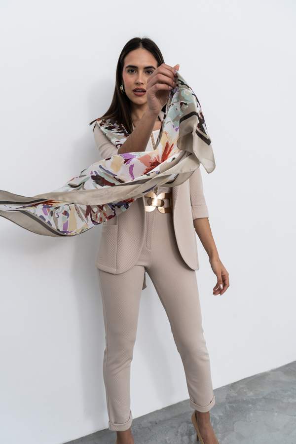 FOULARD EFECTO SEDA TRAZOS BEIGE