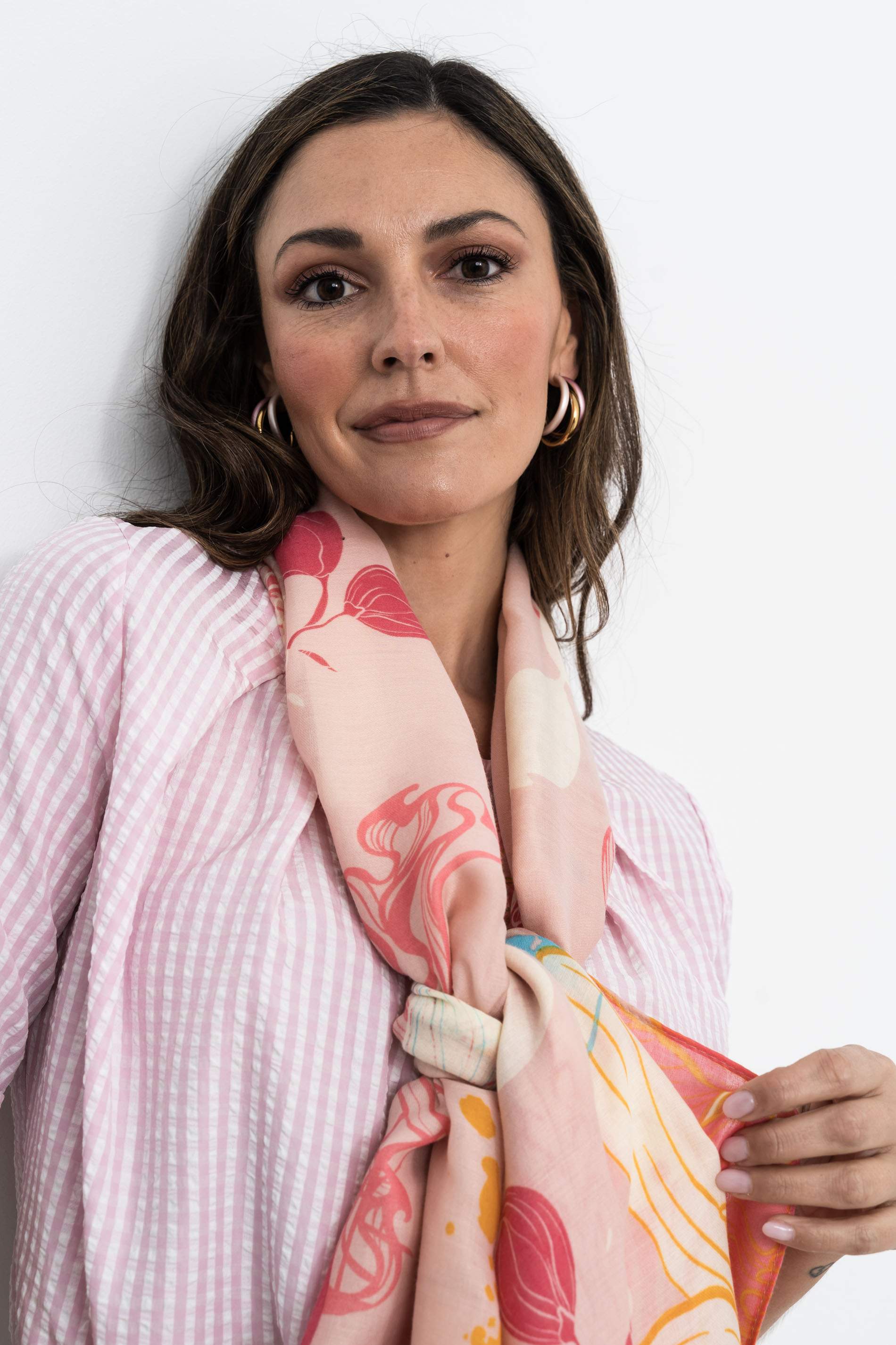 FOULARD FLORES COMBINADAS ROSA