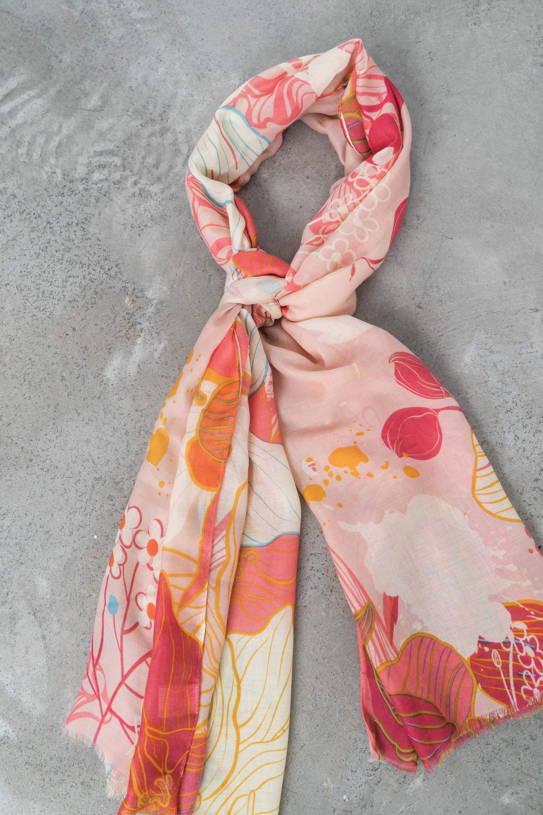 FOULARD FLORES COMBINADAS ROSA