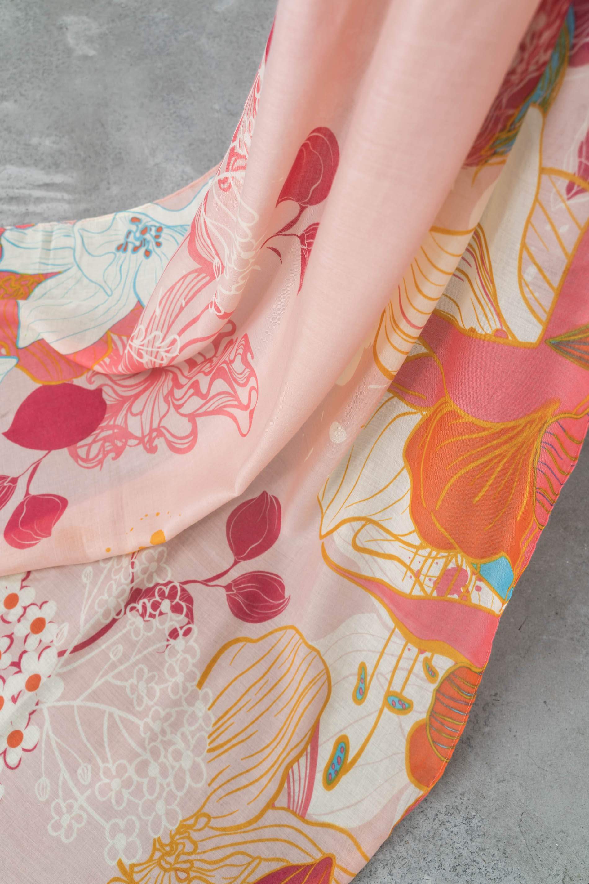 FOULARD FLORES COMBINADAS ROSA