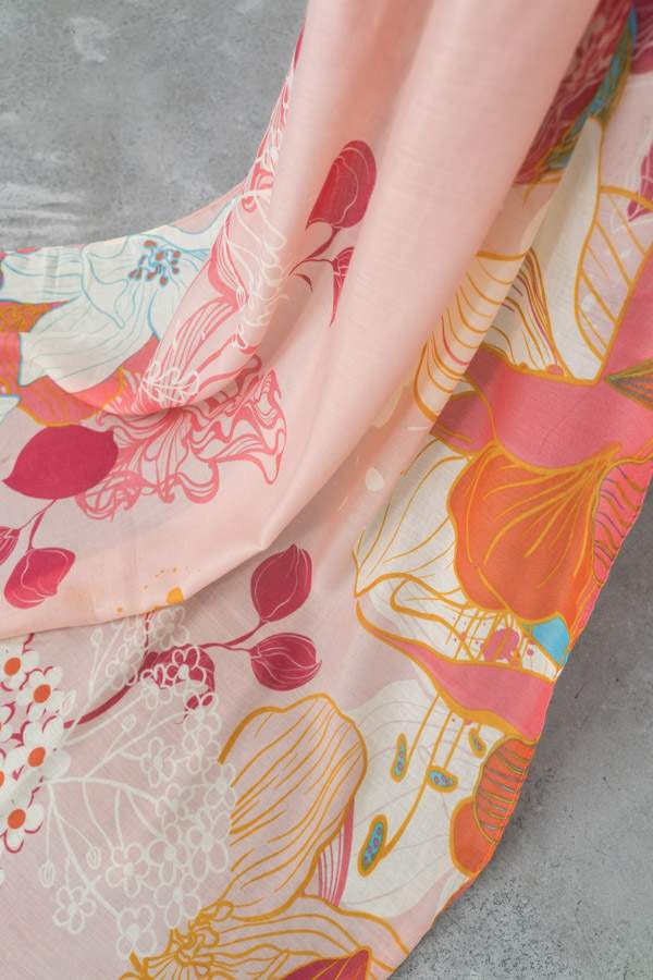 FOULARD FLORES COMBINADAS ROSA