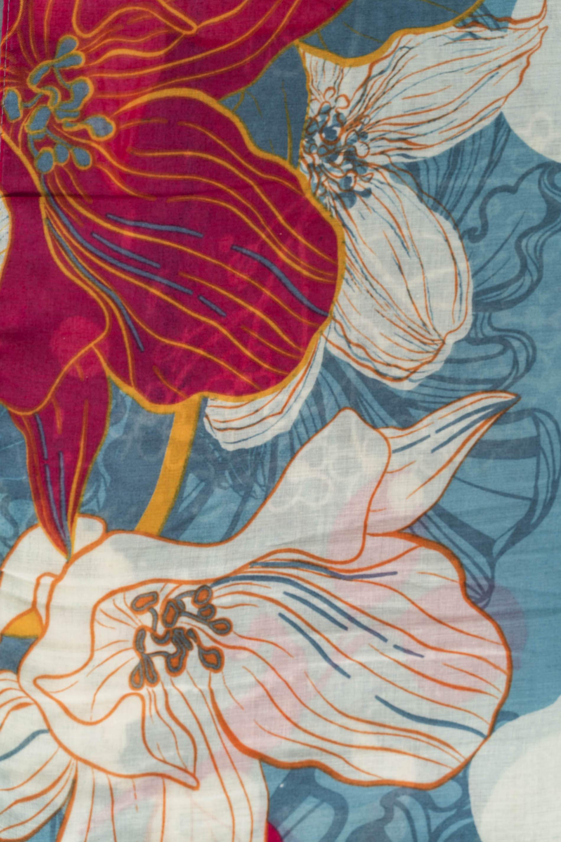 FOULARD FLORES COMBINADAS AZUL