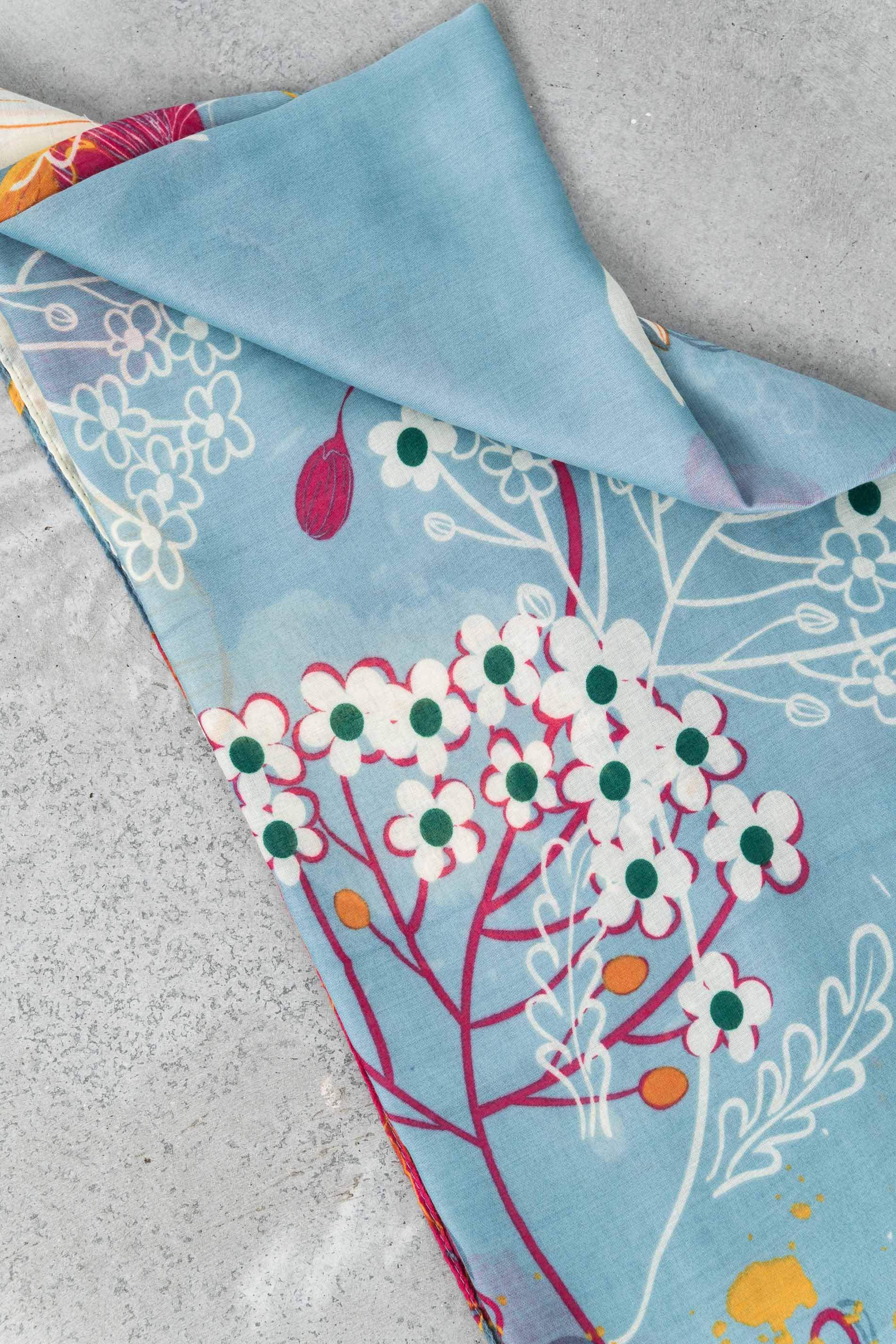 FOULARD FLORES COMBINADAS AZUL