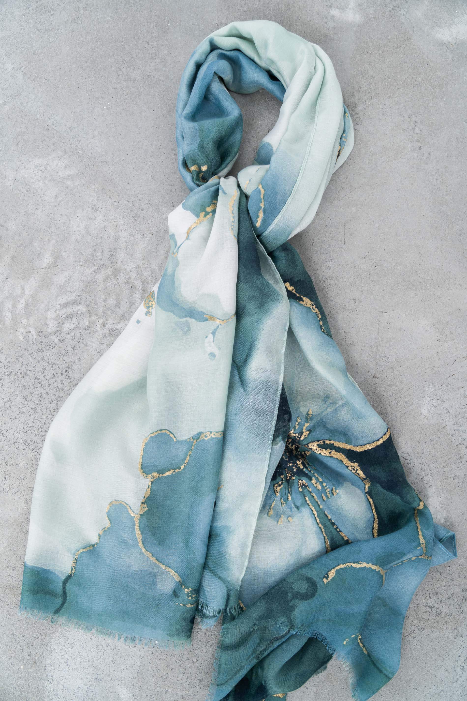 FOULARD FLOR DETALLE ORO VERDE