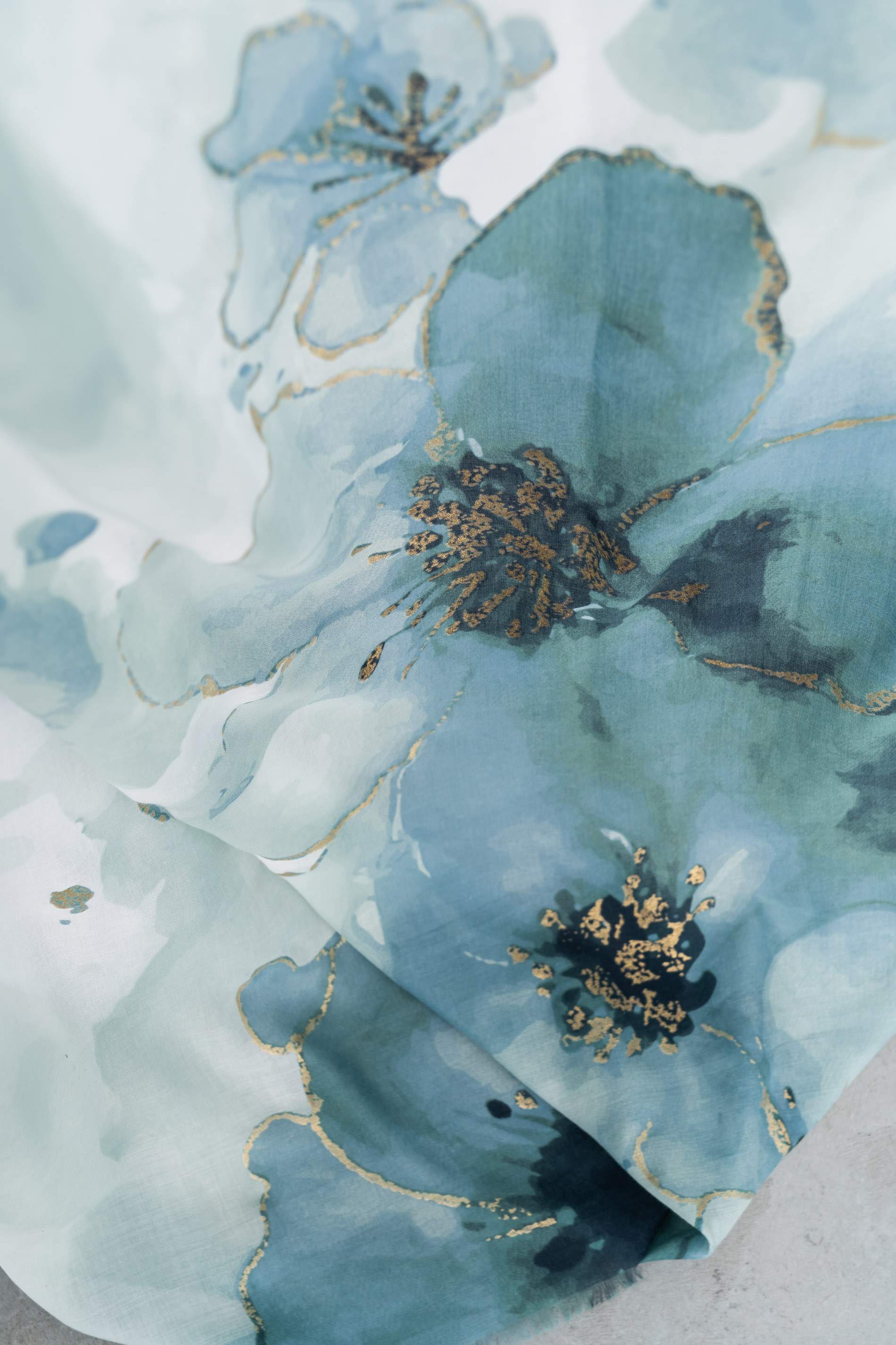 FOULARD FLOR DETALLE ORO VERDE