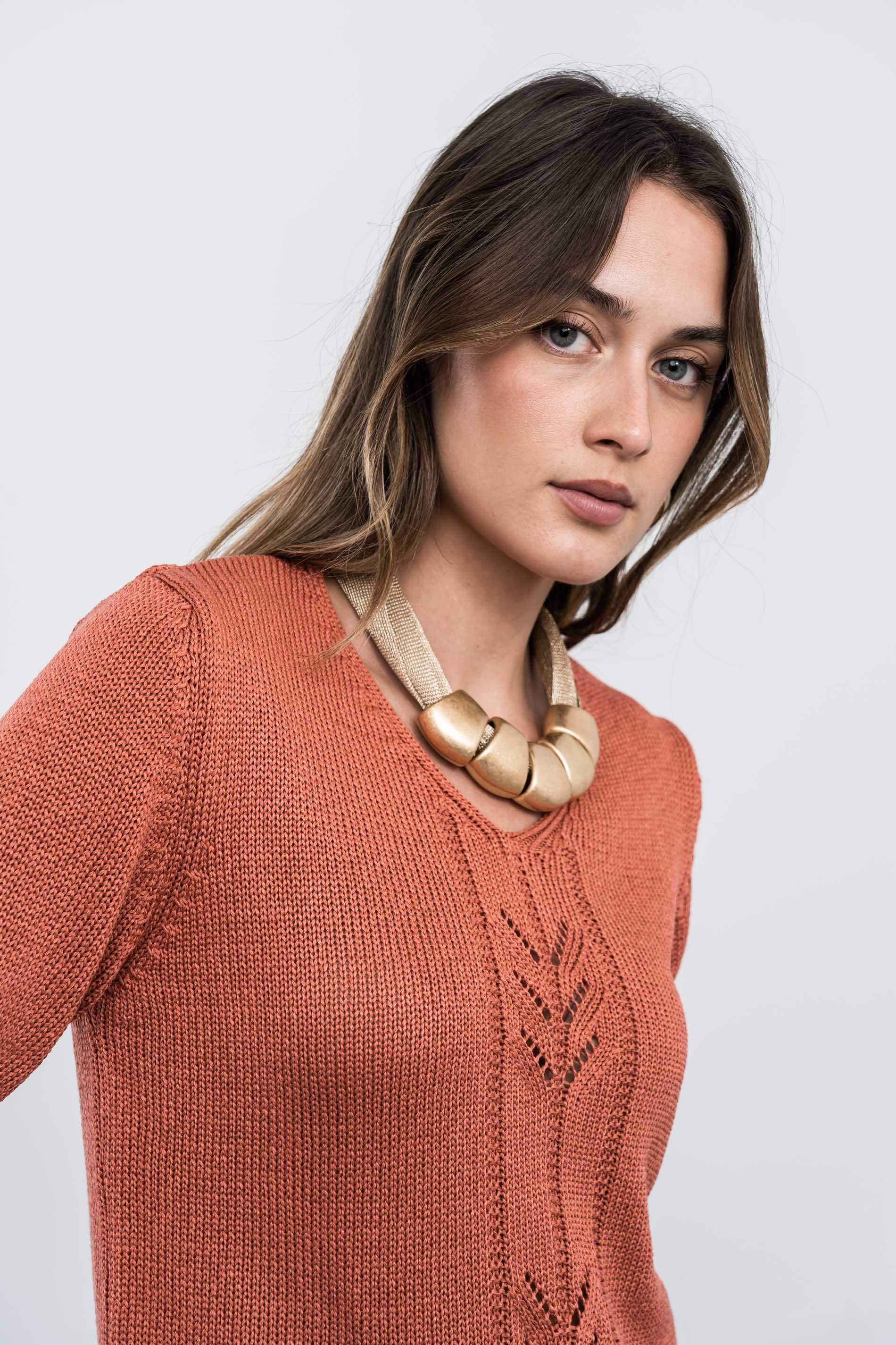 JERSEY TRENZADO CENTRAL TEJA