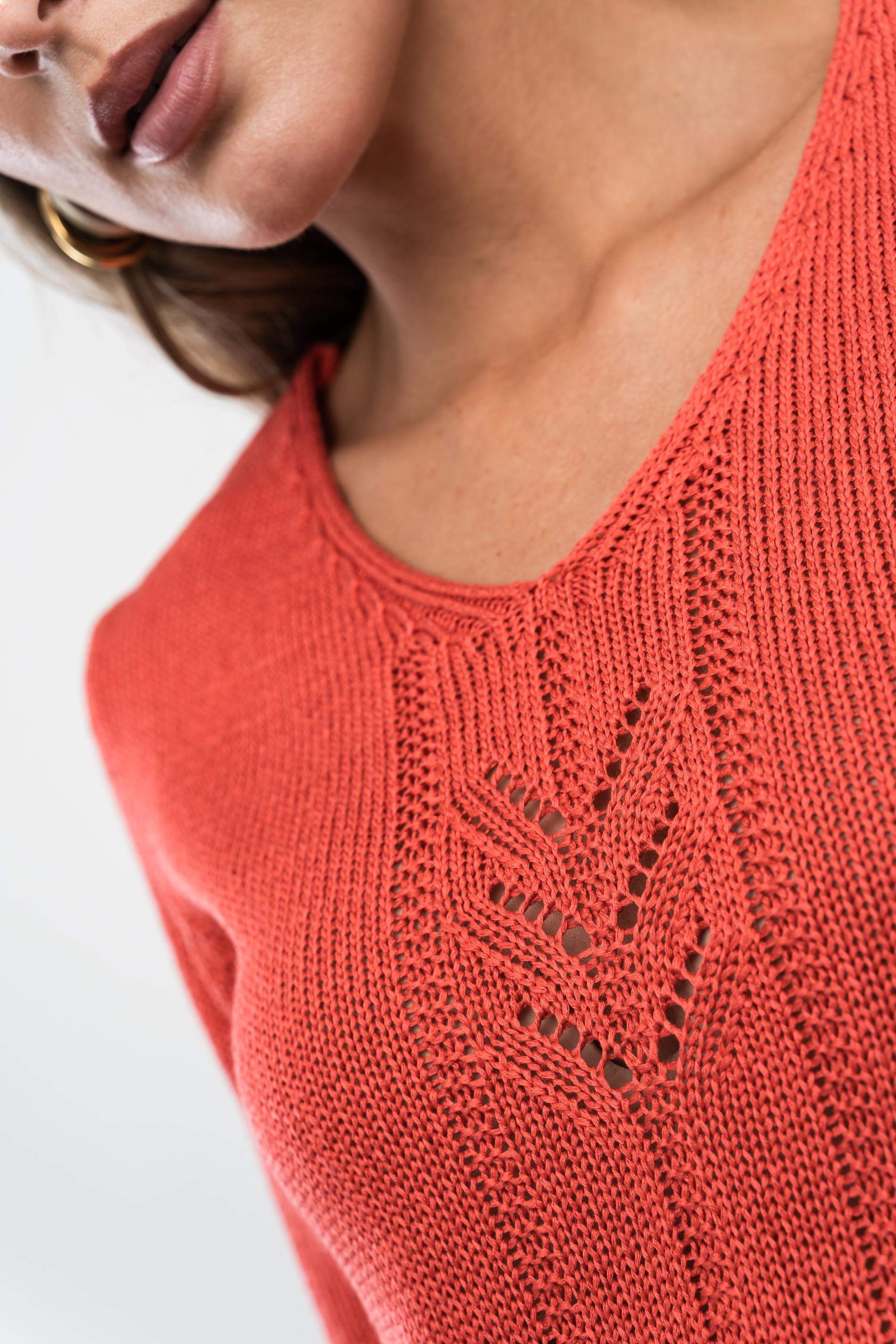 JERSEY TRENZADO CENTRAL CORAL