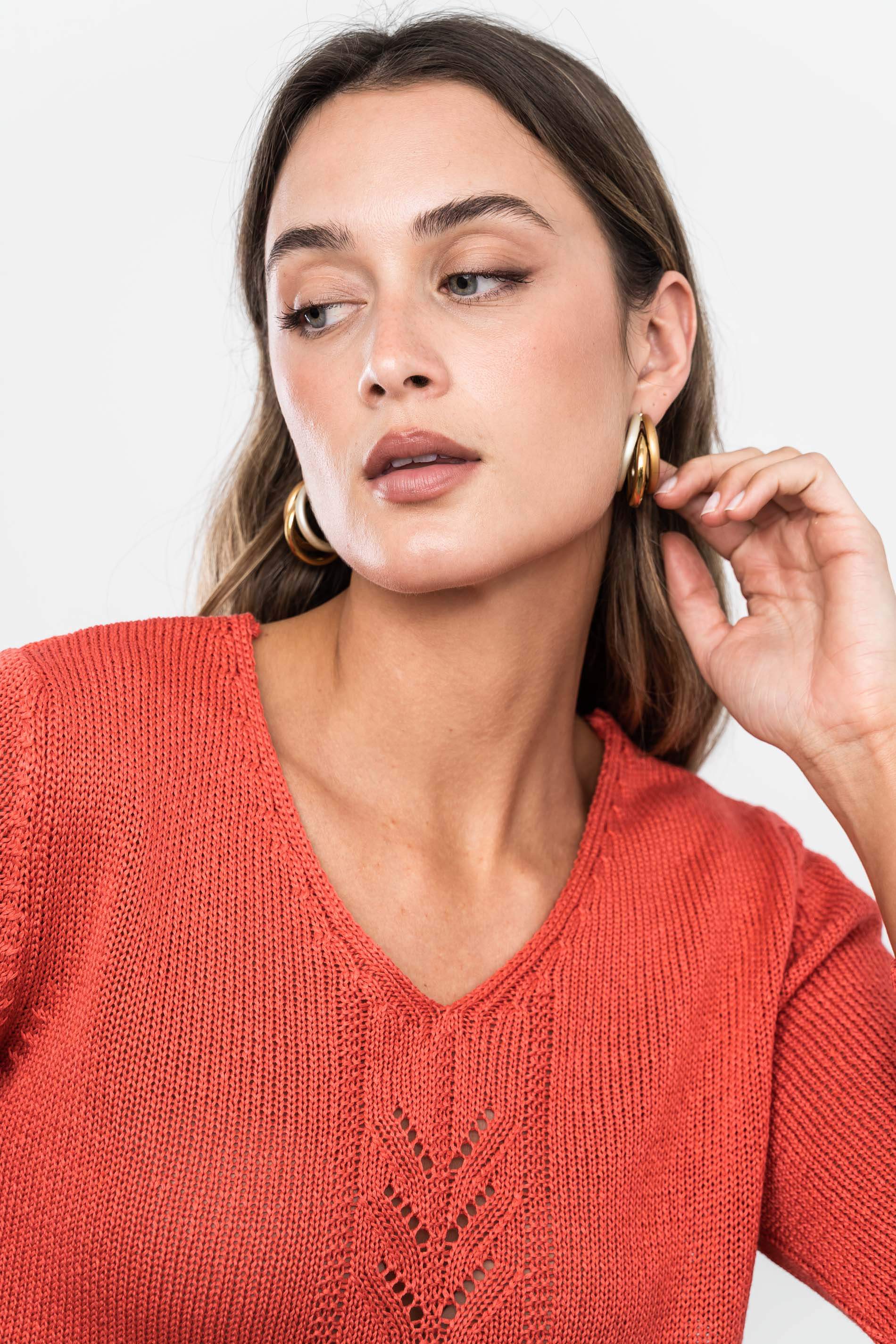 JERSEY TRENZADO CENTRAL CORAL