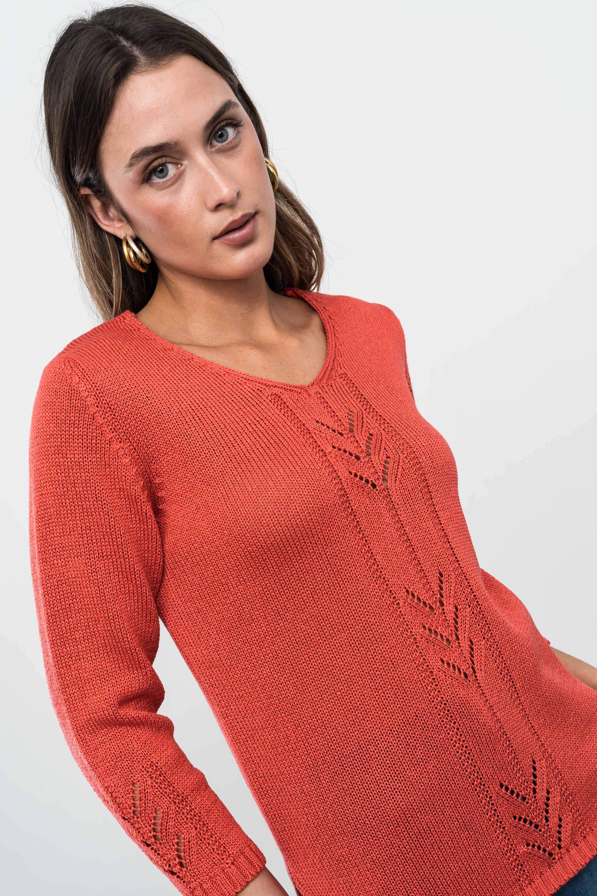 JERSEY TRENZADO CENTRAL CORAL