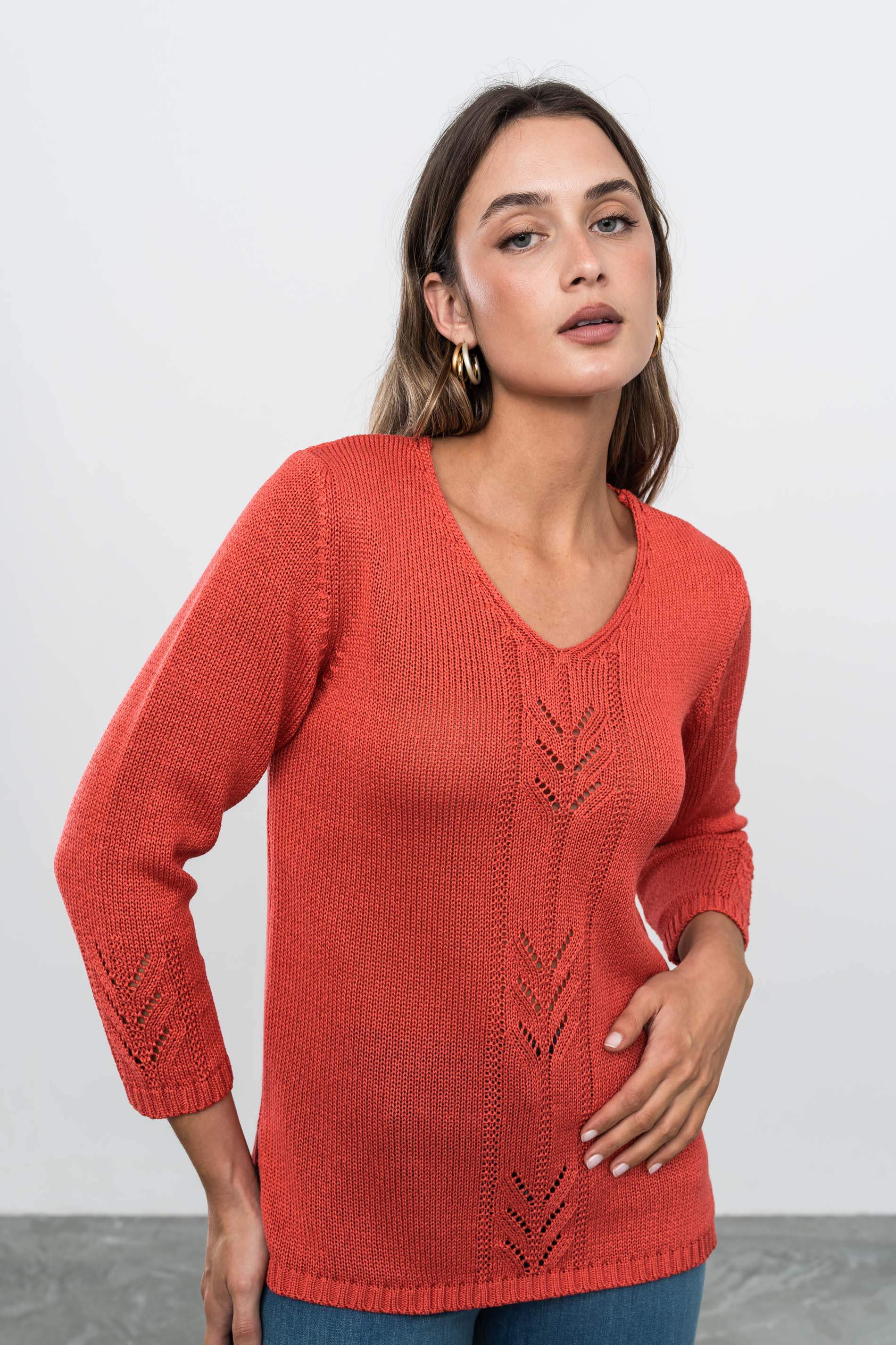 JERSEY TRENZADO CENTRAL CORAL