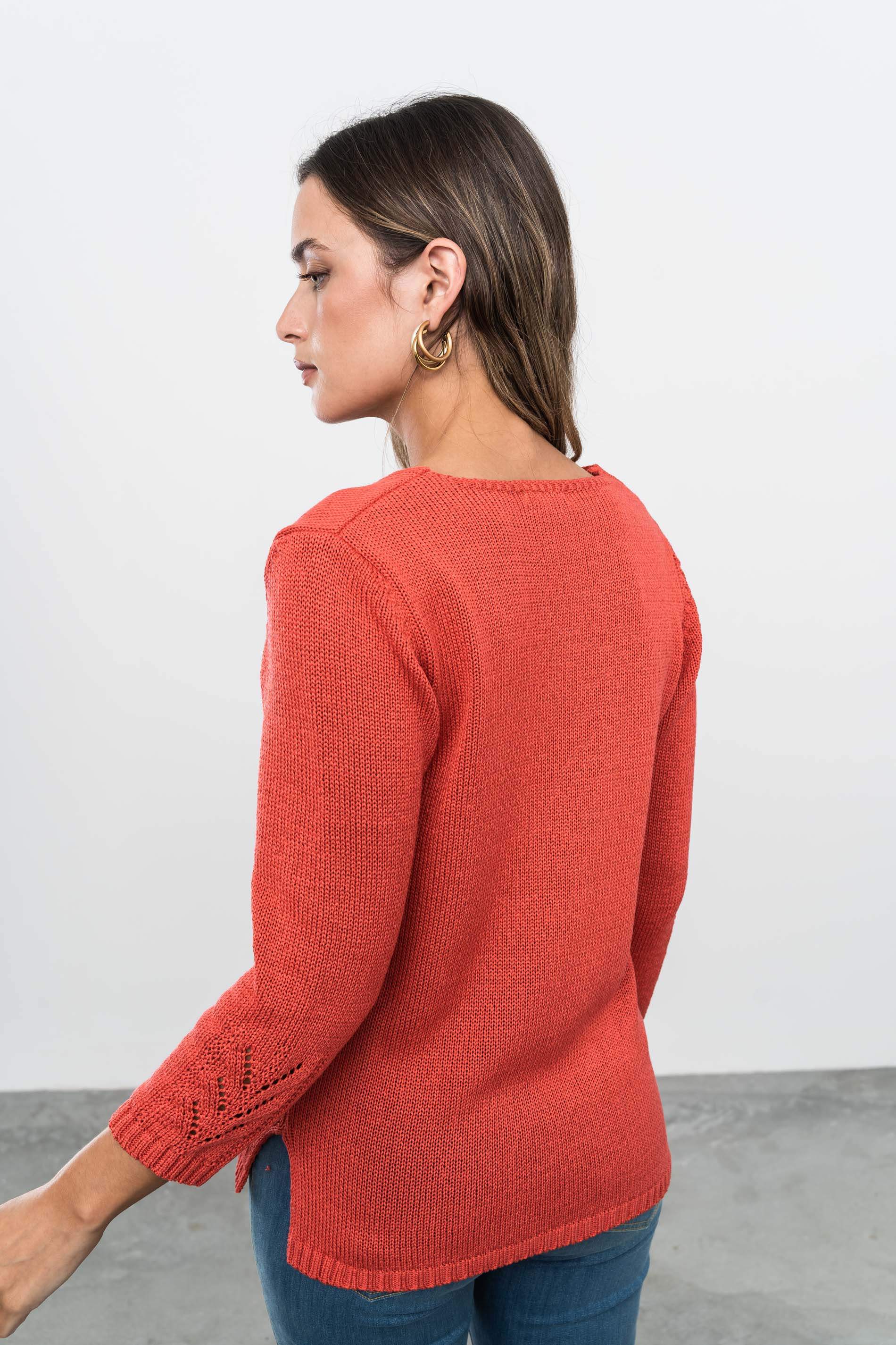 JERSEY TRENZADO CENTRAL CORAL