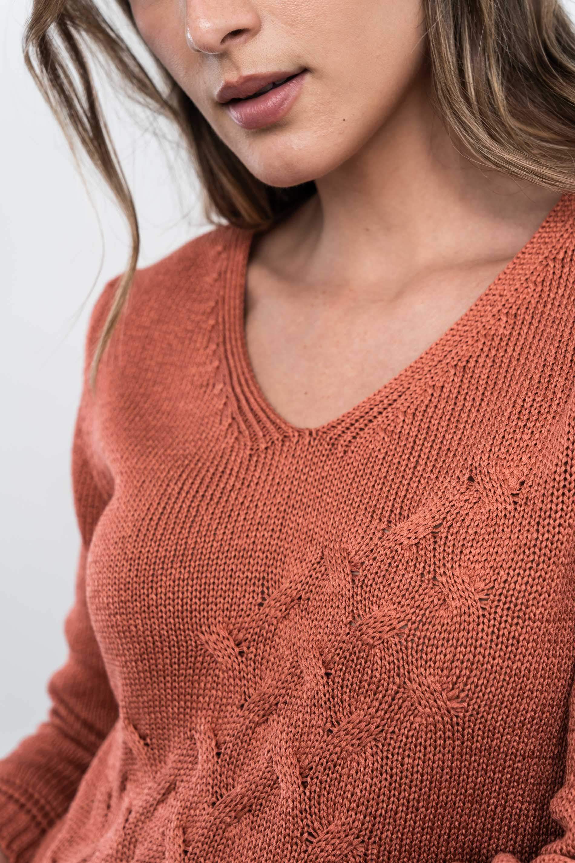 JERSEY ESPIGA CALADOS TEJA